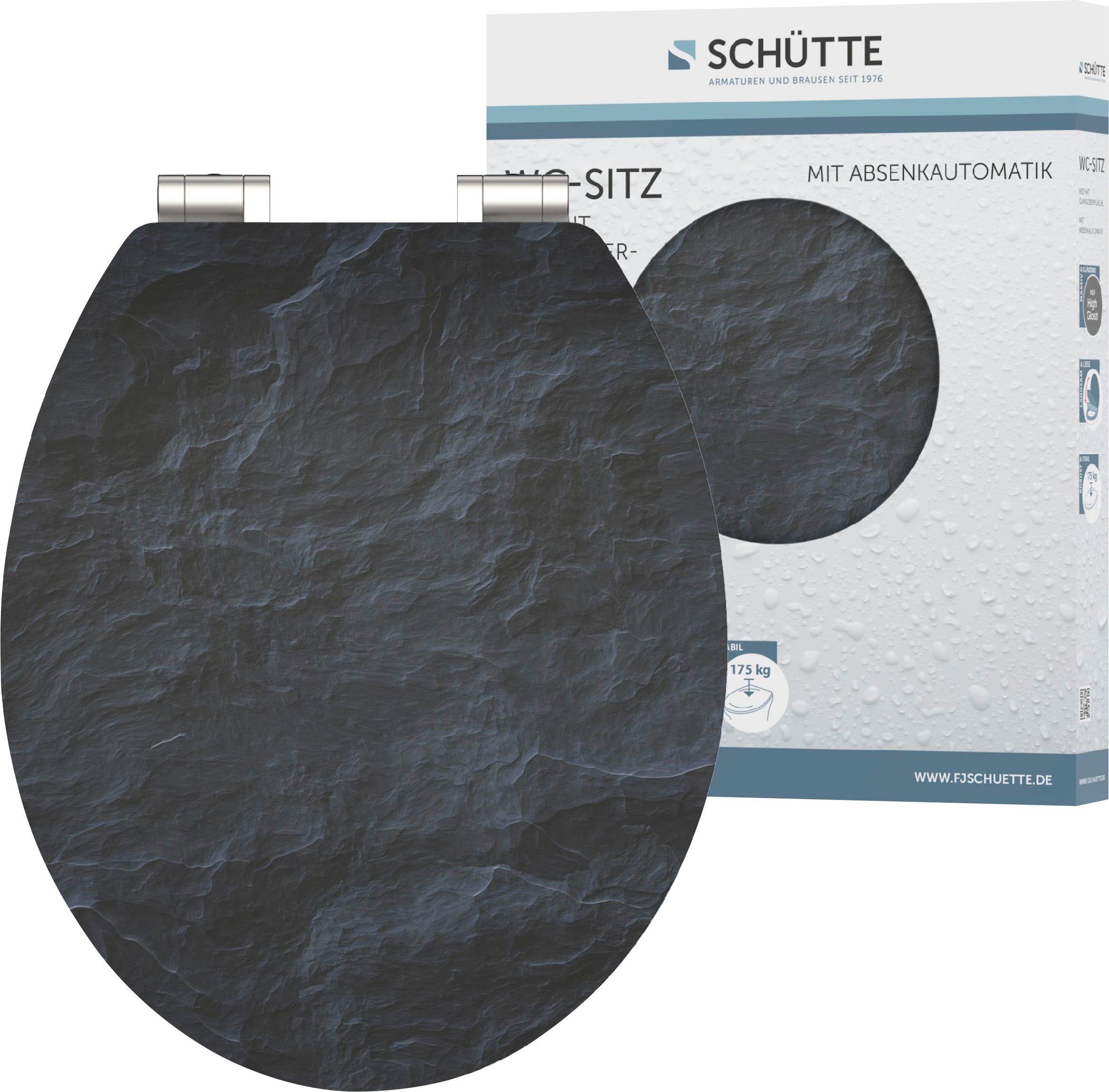 Schütte WC-Sitz BLACK STONE, High Gloss mit MDF Holzkern, mit Absenkautomat günstig online kaufen