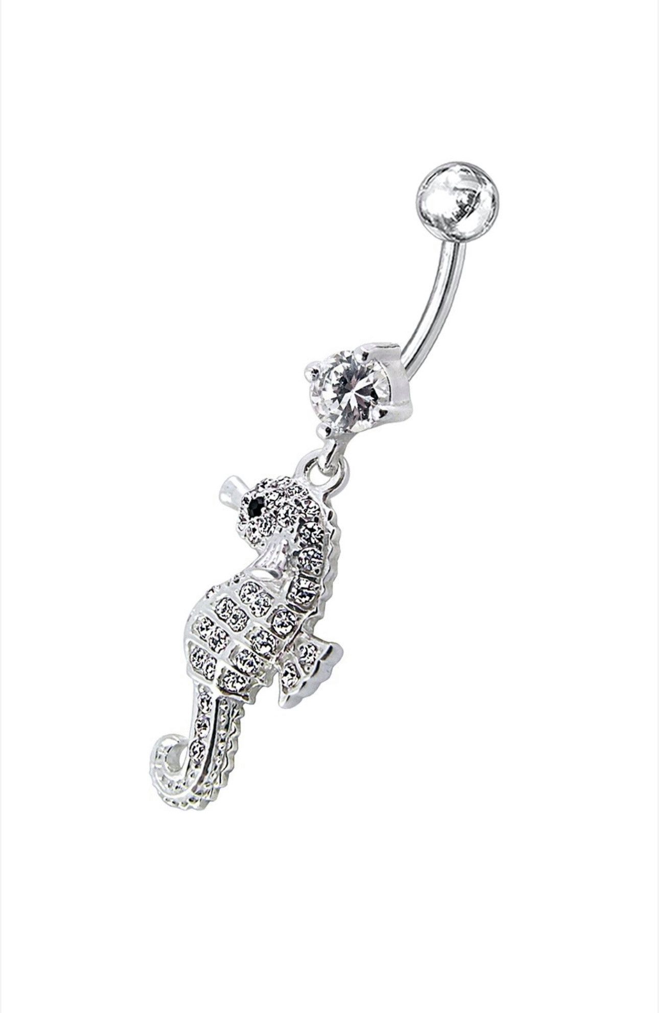 Bauchnabelpiercing Silber 925 Anhänger Nabel Stecker /Seeferdchen/Zirkonia
