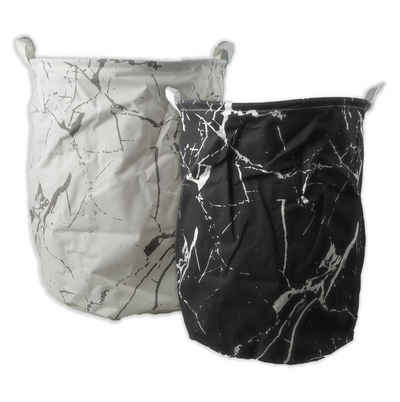 Wäschesack Marmor Wäschesack Set Hell und Dunkel, 40x50cm Leinenoptik mit wasserabweisende Innenbeschichtung auch als Aufbewahrungssack geeignet