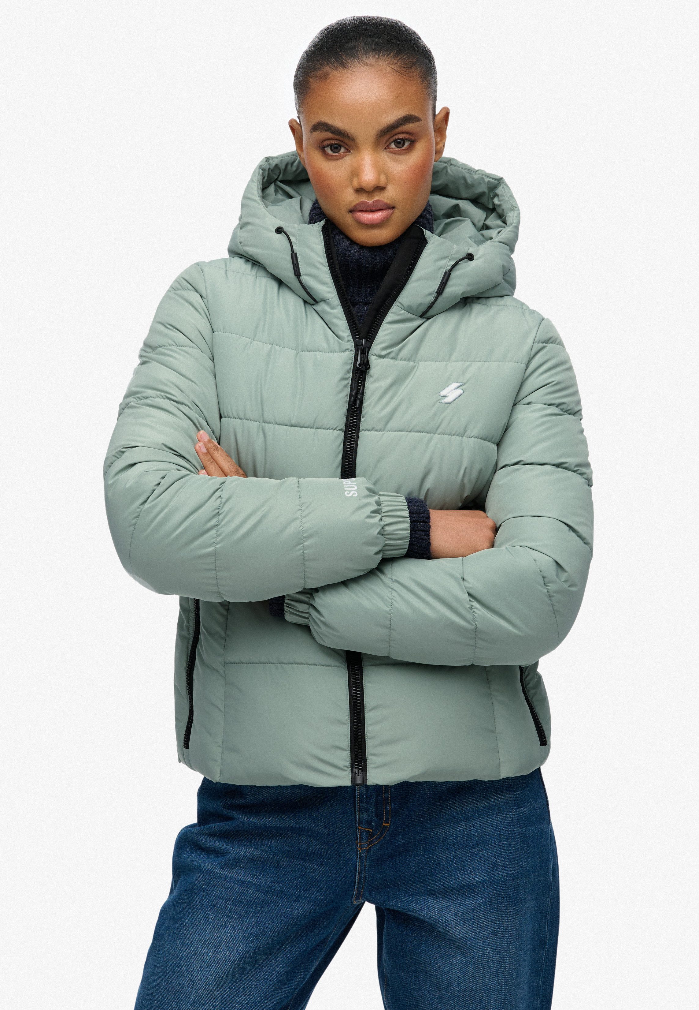 Superdry Steppjacke HOODED SPIRIT SPORTS PUFFER Kunstfaser, regular fit
