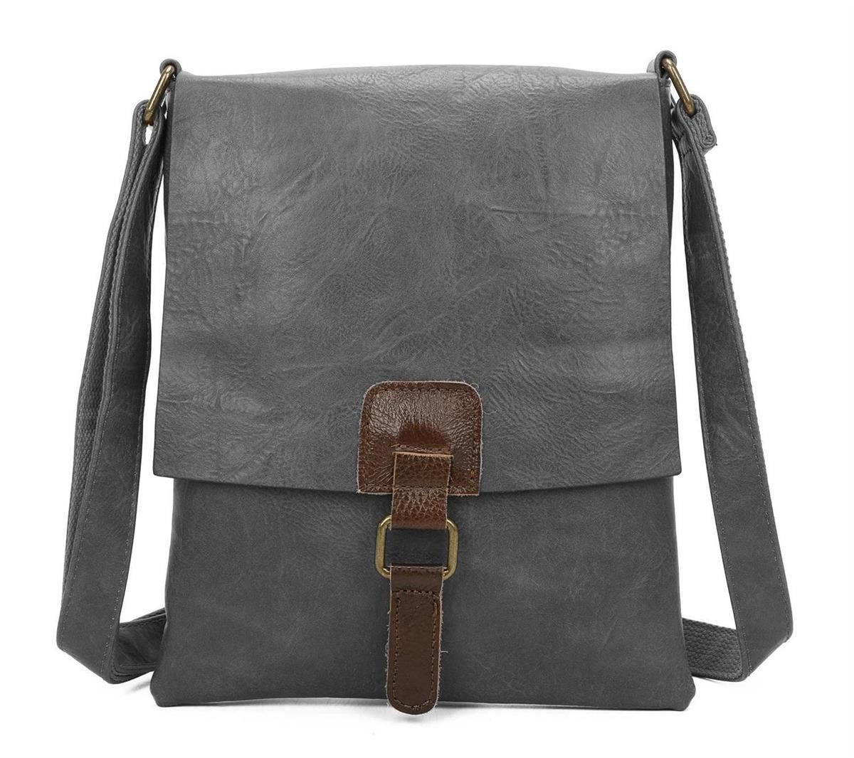 ITALYSHOP24 Schultertasche Damen Tasche Messenger Cross Over Body Bag Umhängetasche Modern Style, Highlight City Shopping Begleiter, für Tablet, Geldbörse Handy & mehr