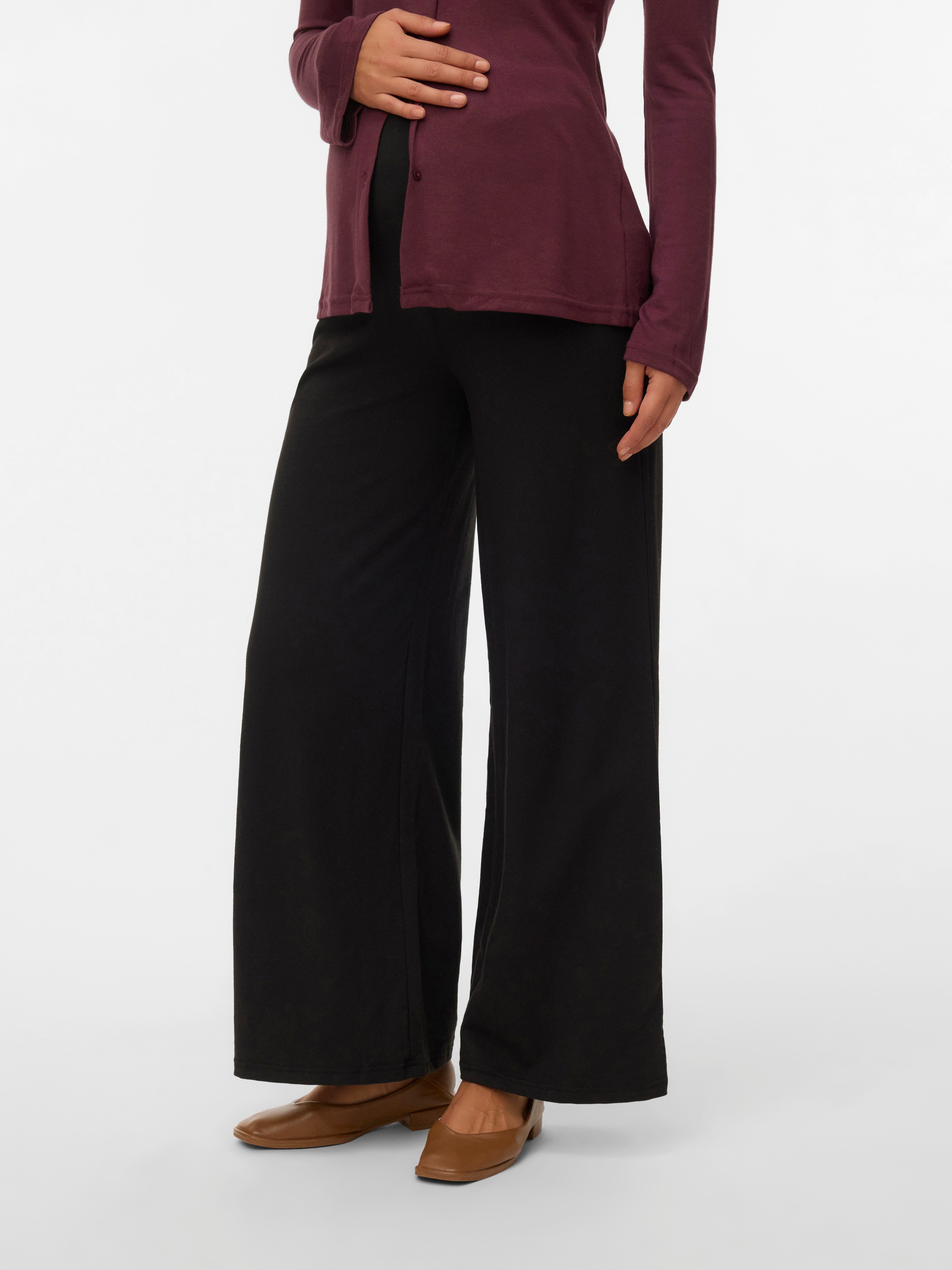 Mamalicious Jerseyhose MLAMILA WIDE JRS PANTS HW NOOS Materialmix, regular fit, high Waist