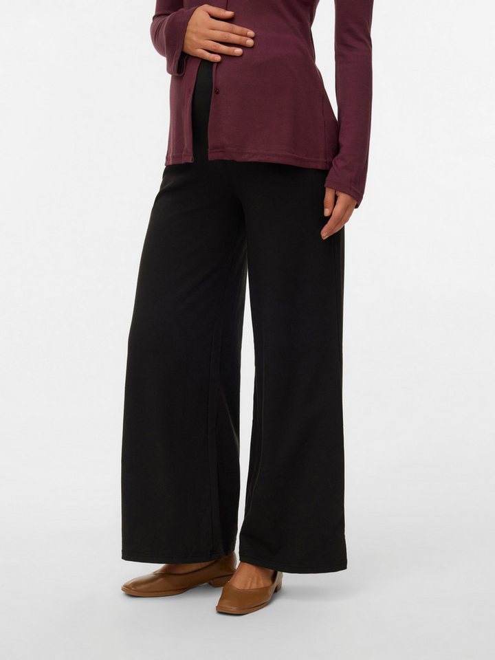 Mamalicious Jerseyhose MLAMILA WIDE JRS PANTS HW NOOS Materialmix, regular fit, high Waist