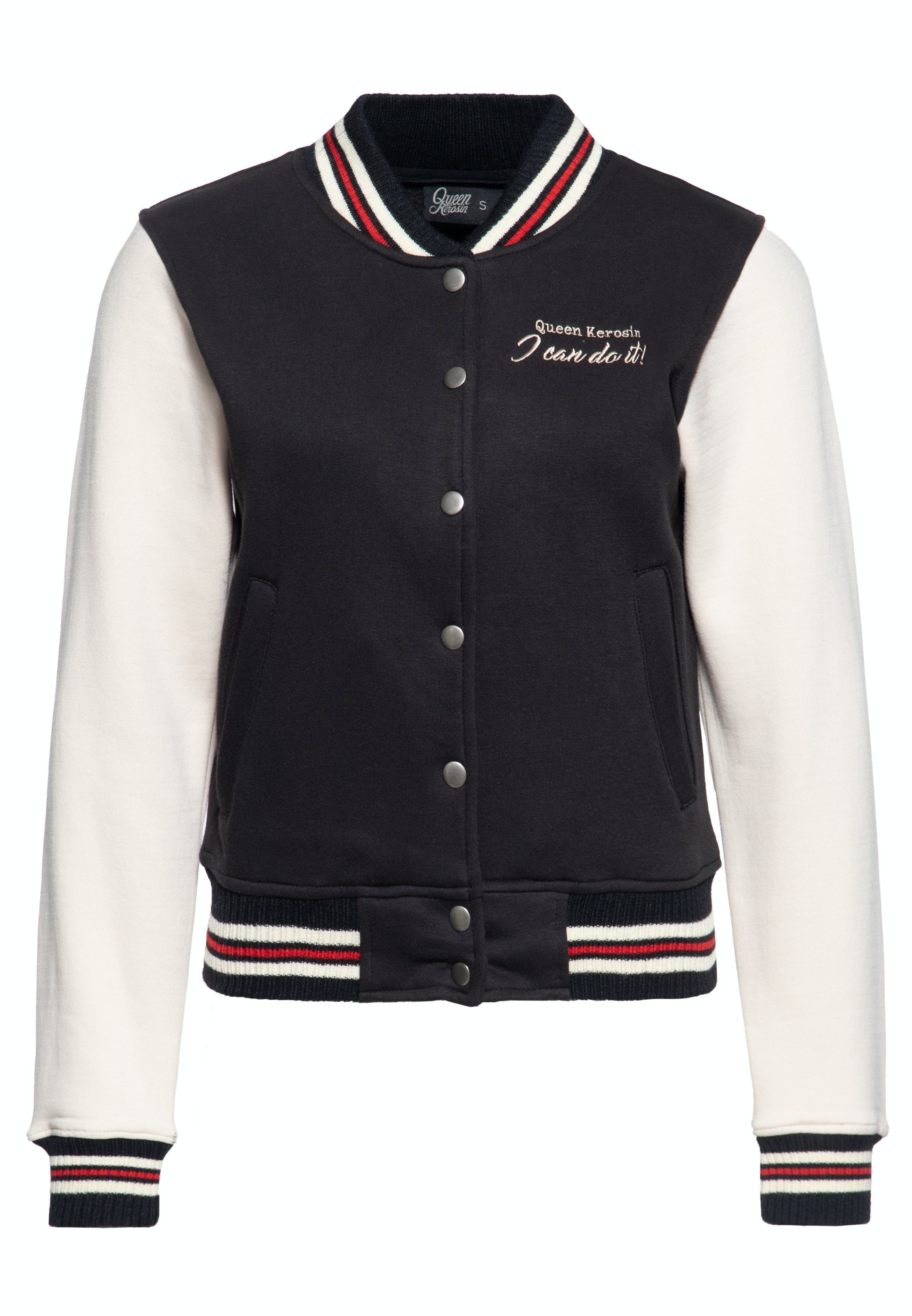 QueenKerosin Collegejacke I Can Do It (1-St) Mit hochwertiger Vintage Stickerei am Rücken