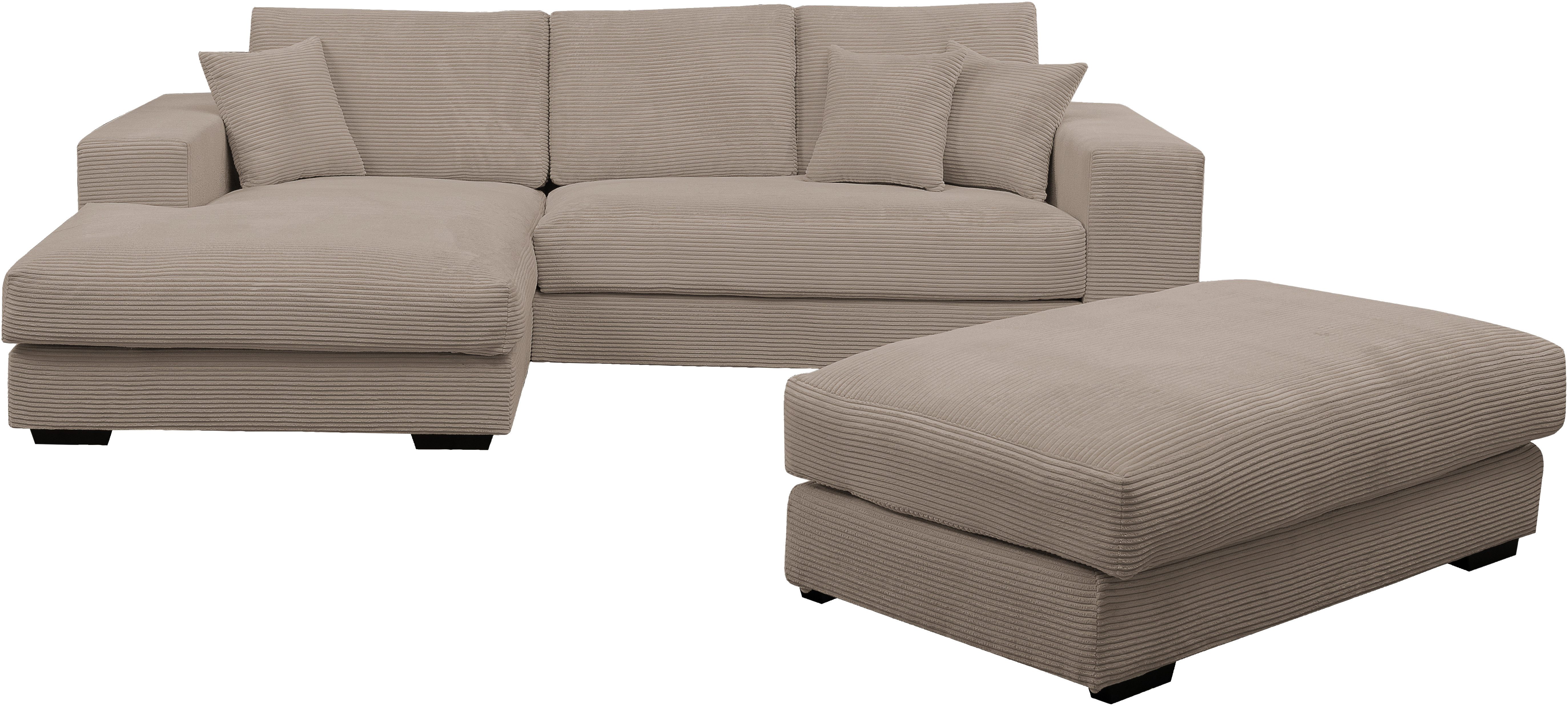 WERK2 Polstergarnitur "Eden L-Form + Hocker. Mega Couch Breite 286cm, Cord" günstig online kaufen