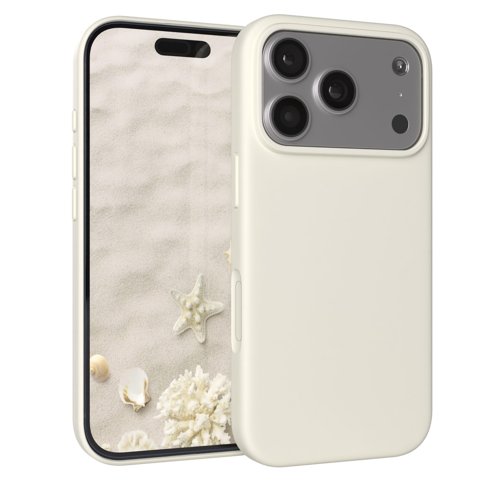 EAZY CASE Handyhülle für Apple iPhone 17 Pro Hülle Silikon 6,3 Zoll, Hülle Silikon mit Displayschutz Handy Softcase Slimcover Taupe / Beige