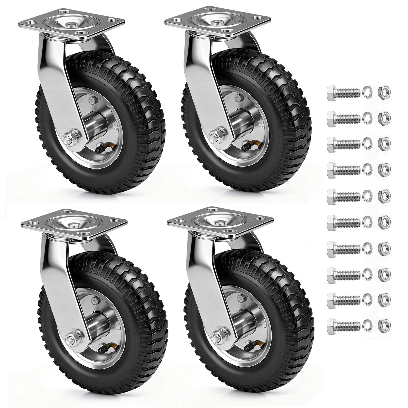 XERSEK Lenkrolle Luftrad Lenkrollen Bremsrollen Luftrollen Stoßdämpf. Leise Gummiräder, (4 Stück/200mm Lenkrollen Pneumatische Räder Bis 80kg/Rad), Vielseitige Für Wagen Karren Werkbänke Mülltonnen Regale Holzmöbel…