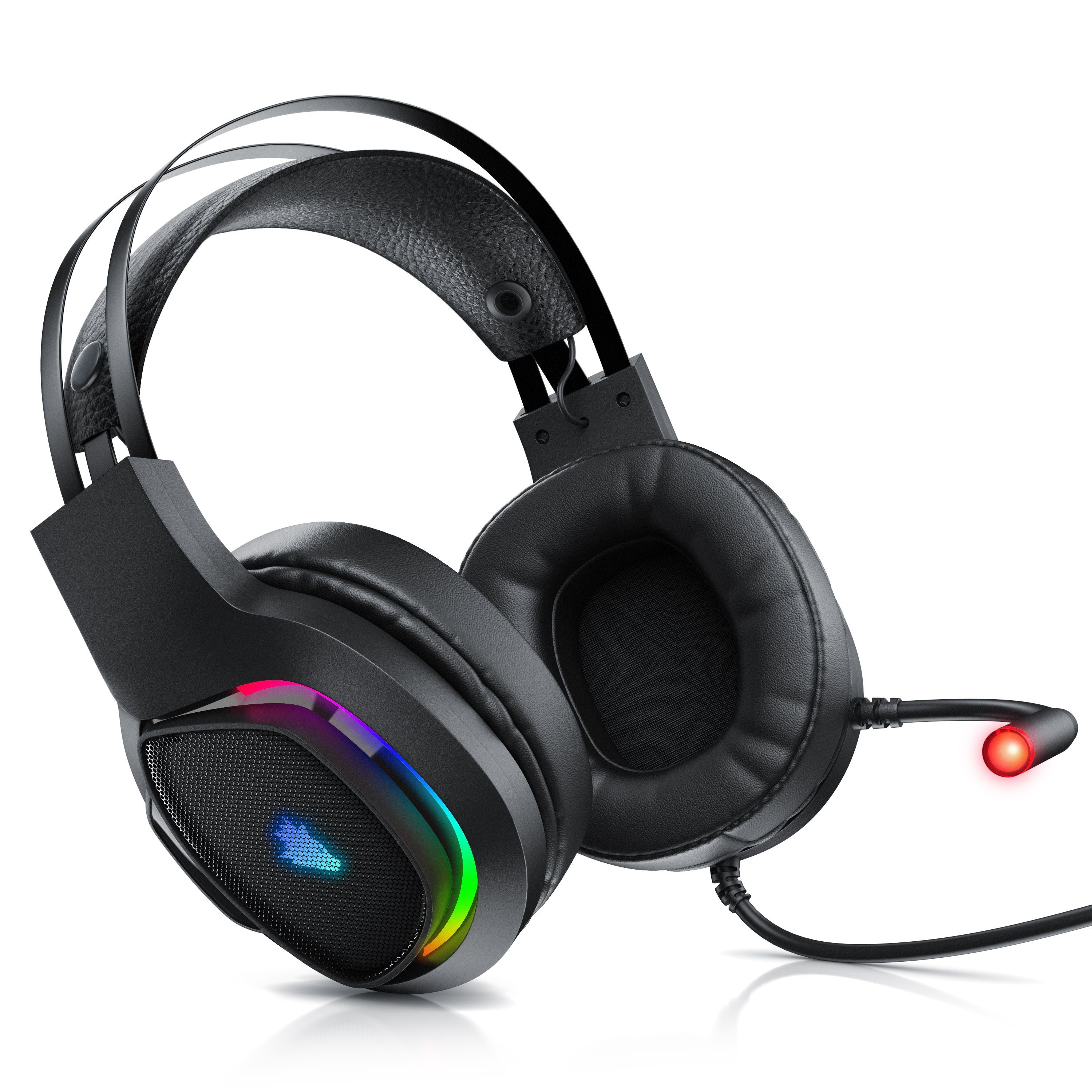 Titanwolf Gaming-Headset (PC Kopfhörer 7.1 Virtual Surround, Mikrofon, RGB LED, für PS4 PS5)