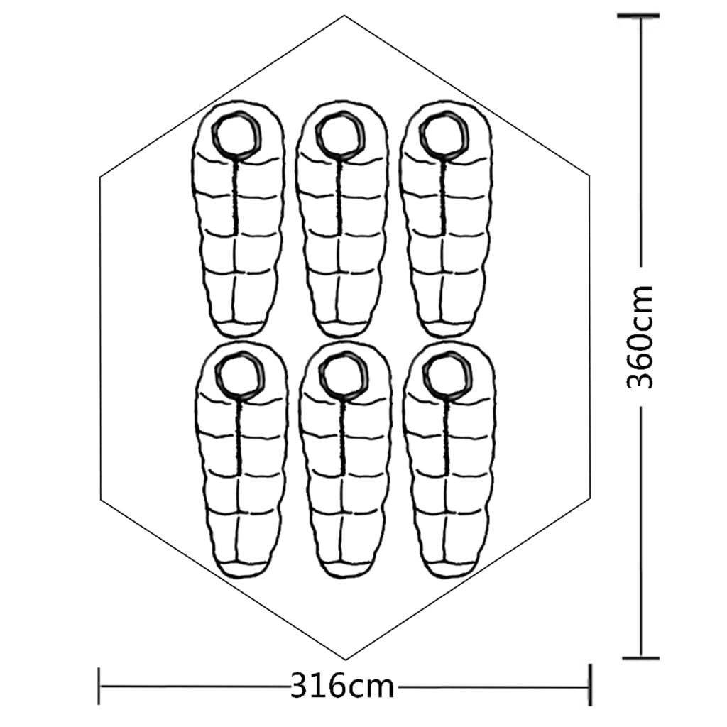 6-Personen-Zelt x Biwakzelt vidaXL B Grau x Biwakzelt 360 (L x 316 H) 180 x cm