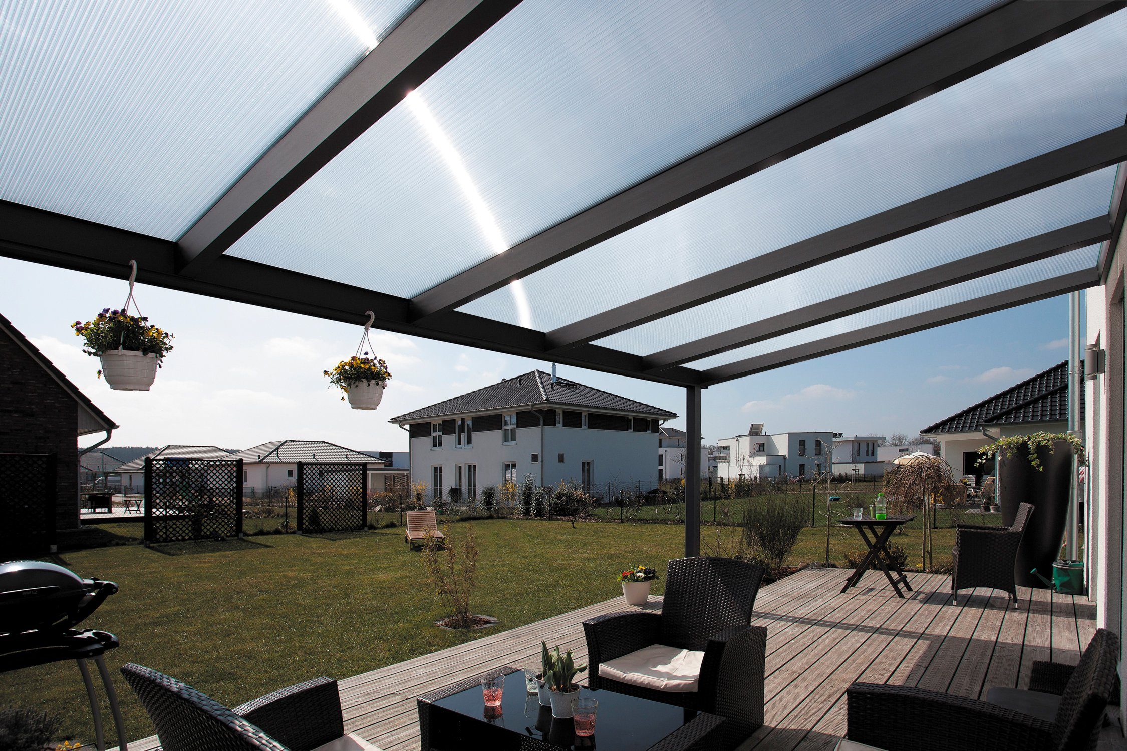 Skanholz Terrassendach Genua, BxT: 434x257 cm, Bedachung Doppelstegplatten, 434 cm Breite, verschiedene Tiefe