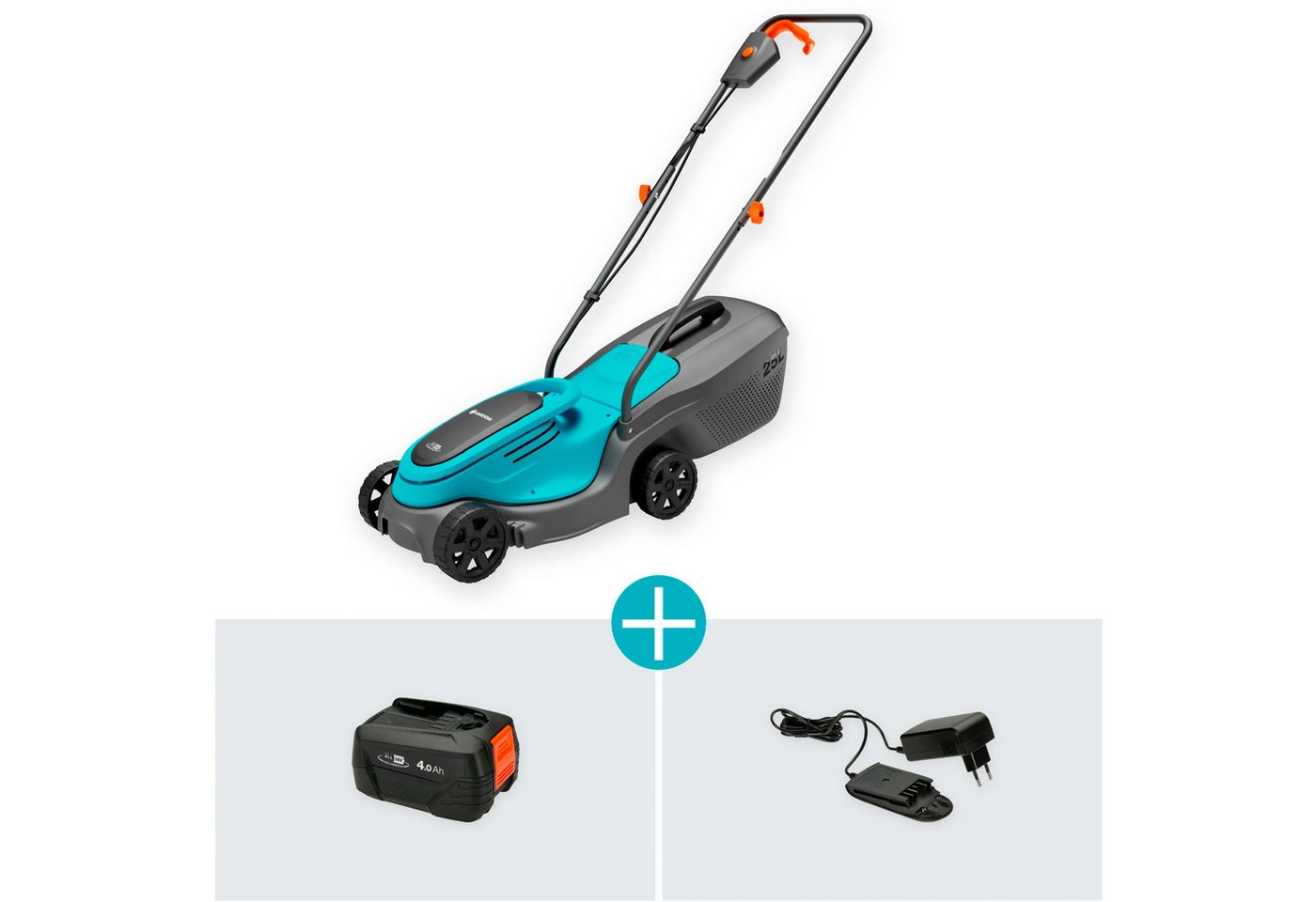 Thumbnail - GARDENA Akkurasenmäher GARDENA Akku-Rasenmäher PowerMax 30/18V P4A, 30 cm Schnittbreite, (Li-Ion Akku 4,0Ah, POWER FOR A...