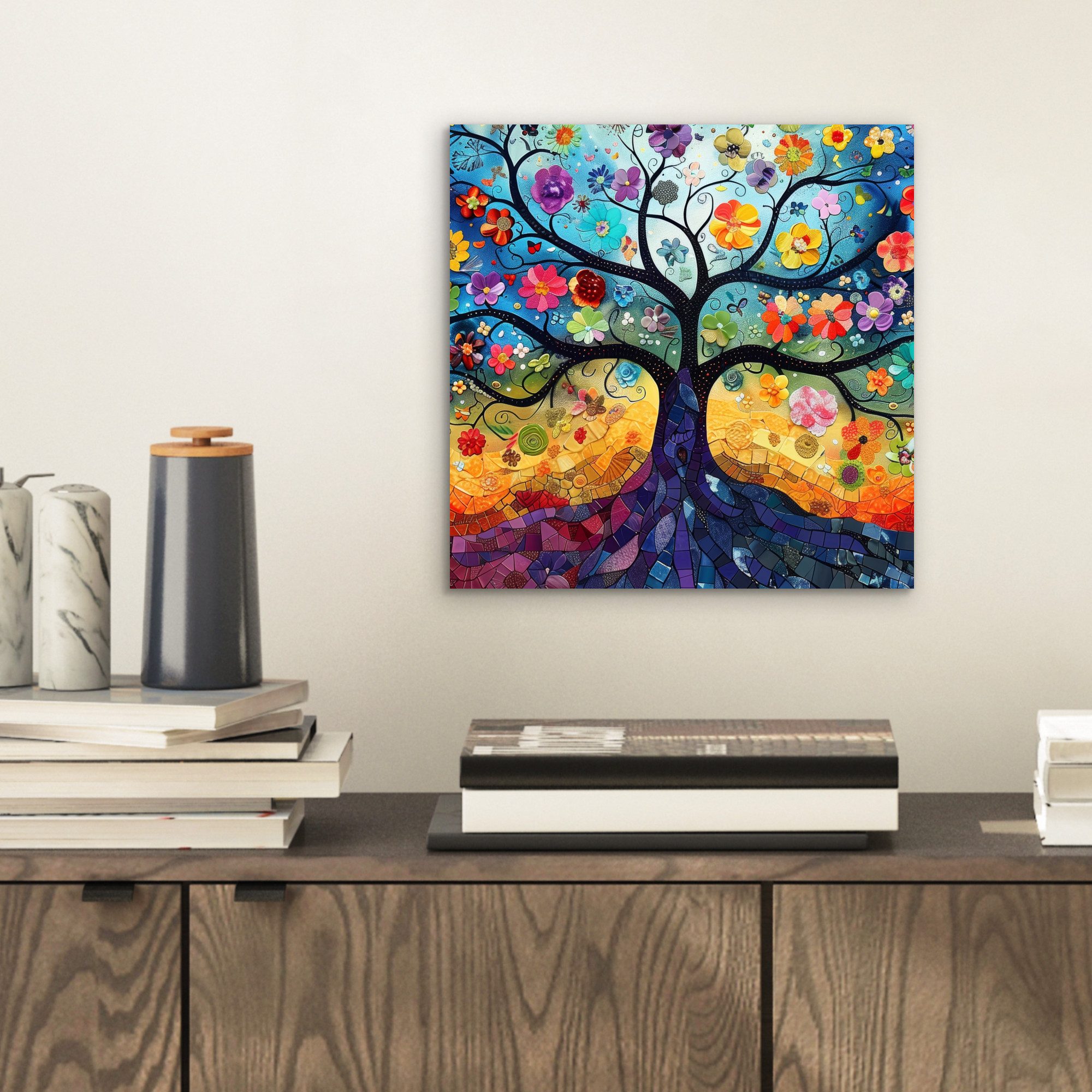 MuchoWow Metallbild Baum - Bunt - günstig online kaufen