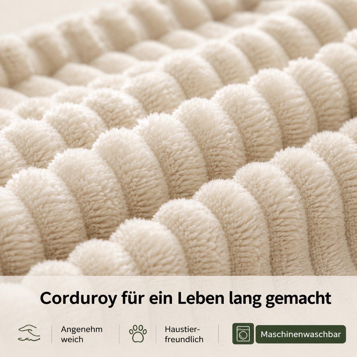 Patbrela Polsterbett mit 130 cm hohem Wingback-Kopfteil, breiten Cordstoff-Kissen, für Matratzen 140x200cm/160x200cm – Bild 5 von 5