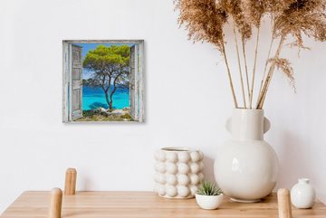 OneMillionCanvasses® Leinwandbild Baum - Tropisch - Meer - Blick - Strand, (1 St), Leinwand Bilder für Wohnzimmer Schlafzimmer