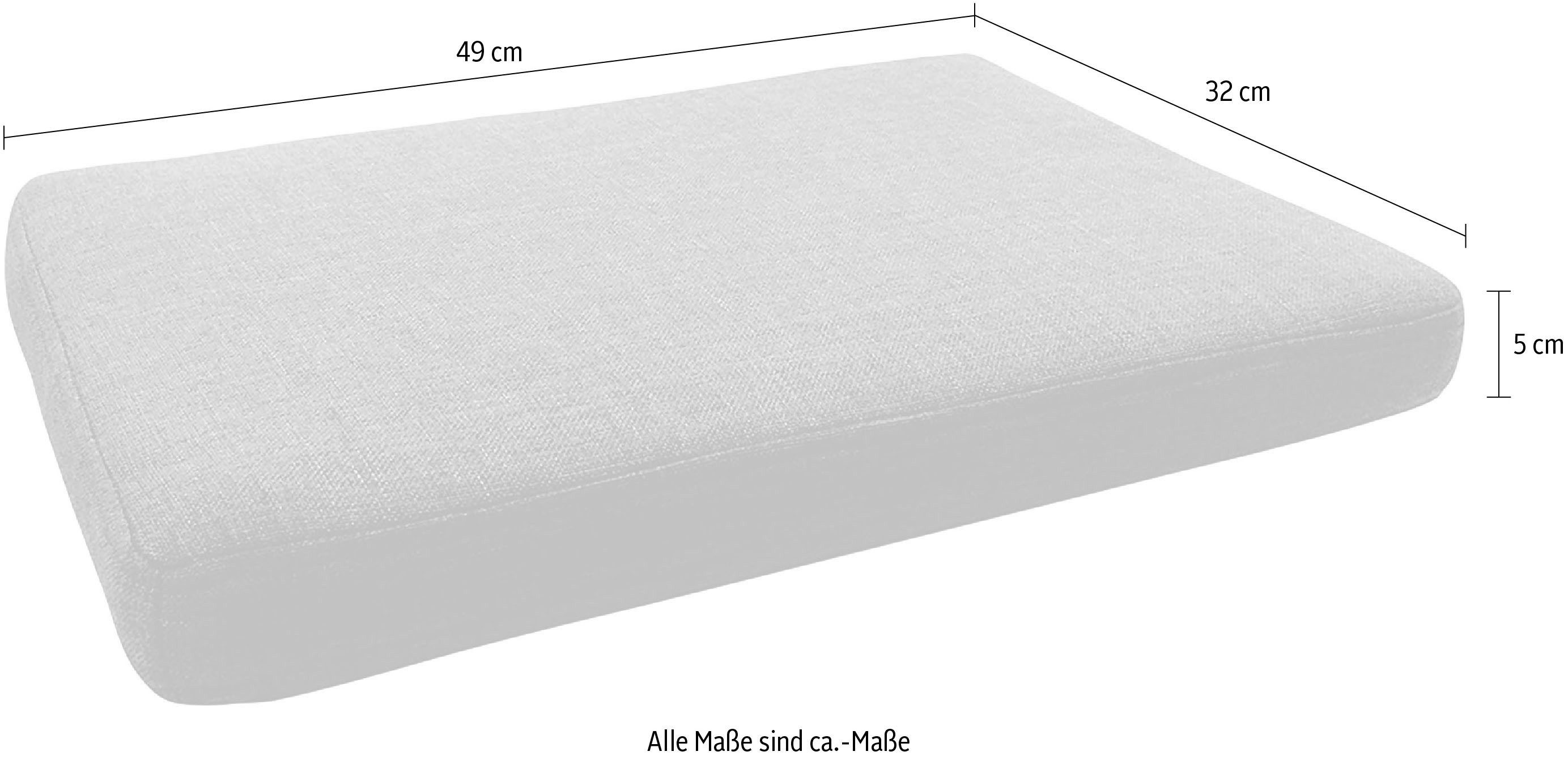 Home affaire Bankauflage Avena, (1 St), graues Sitzkissen, 49 x 32 cm, eckig,Bezug: 100 % Polypropylen