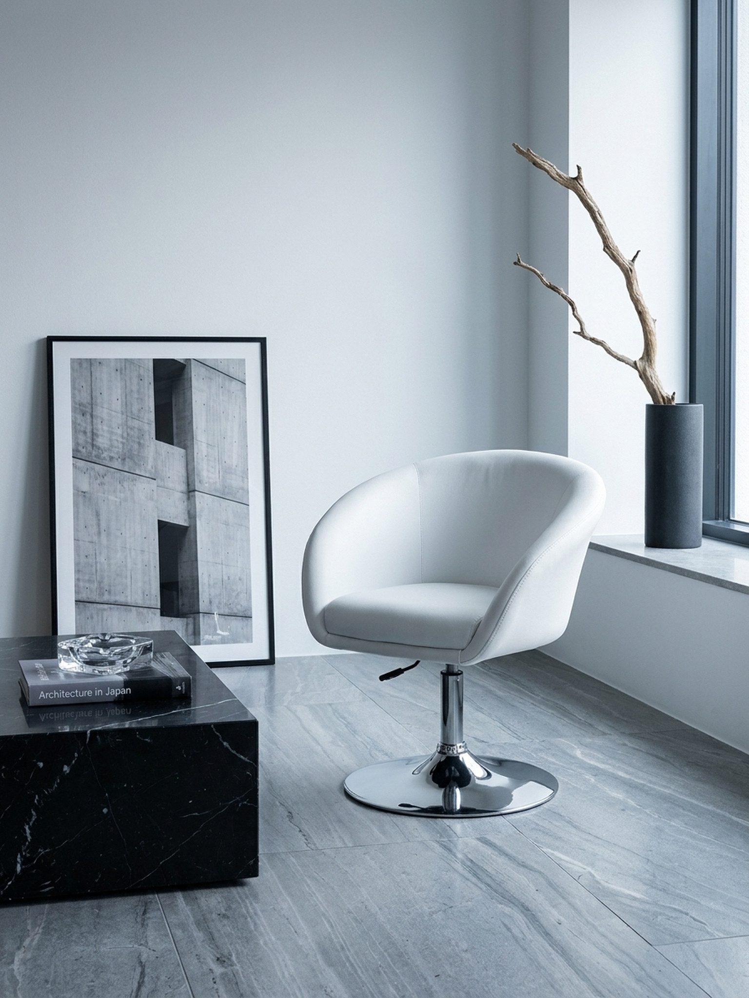 KADIMA DESIGN Loungesessel Design Relaxsessel SPM2.158 Loungesessel Kunstleder Cocktailsessel (Drehstuhl Modern, Loungesessel Wartezimmerstuhl), weiß, Sessel Drehbar, Esszimmerstuhl 120 kg, Clubsessel Leder-Optik