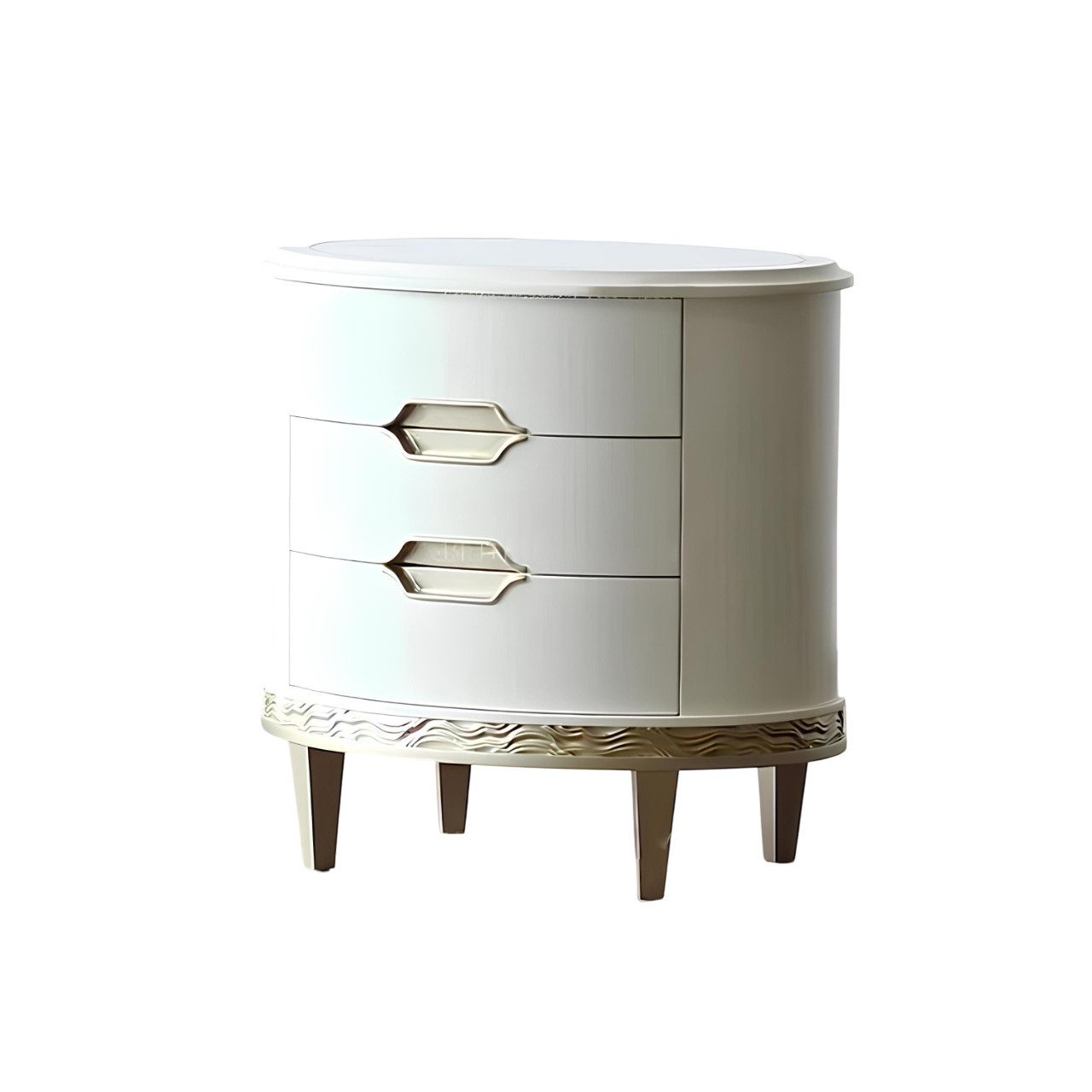 Xlmoebel Nachttisch Ovaler Holz-Nachttisch in elegantem Design für das Schlafzimmer (1-St., Nachttisch), Hergestellt in Europa