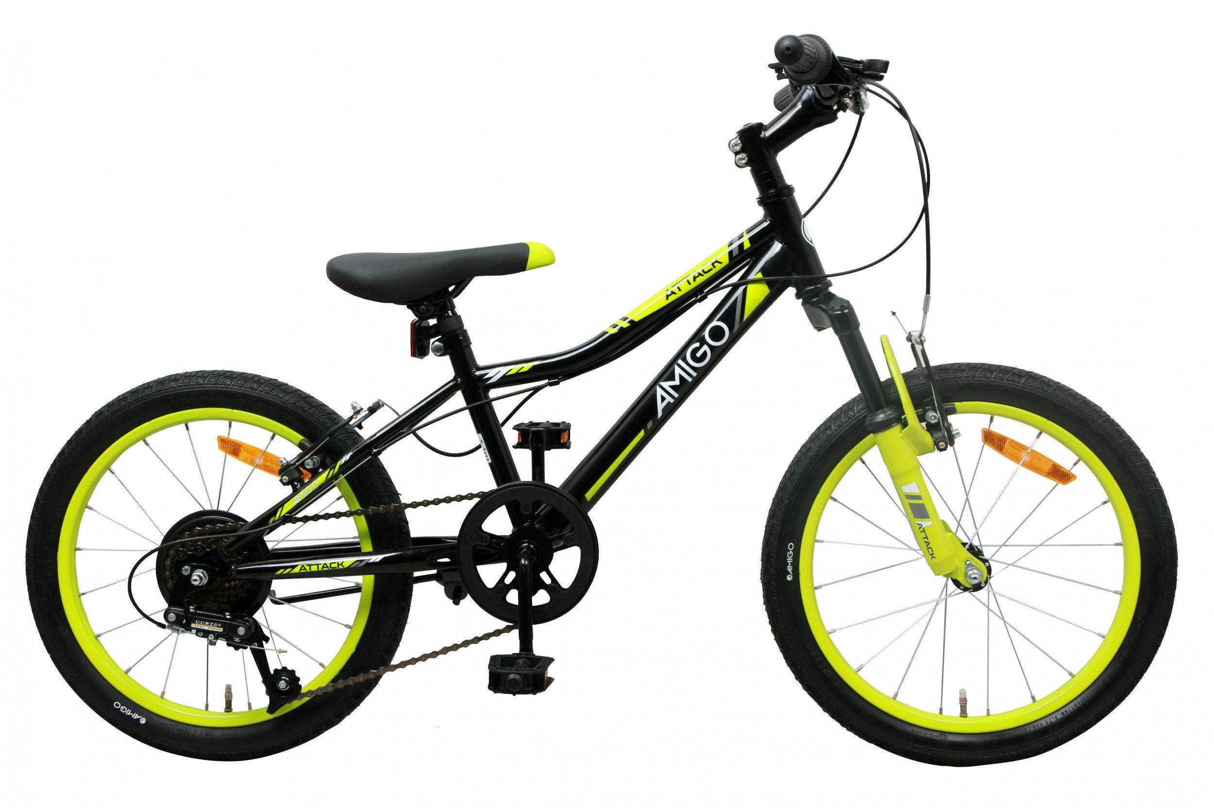 AMIGO Kinderfahrrad Mountainbike • 20 Zoll Jungen 6G Fahrrad • Alter 6 - 8 Jahre, • Felgenbremse schwarz/gelb