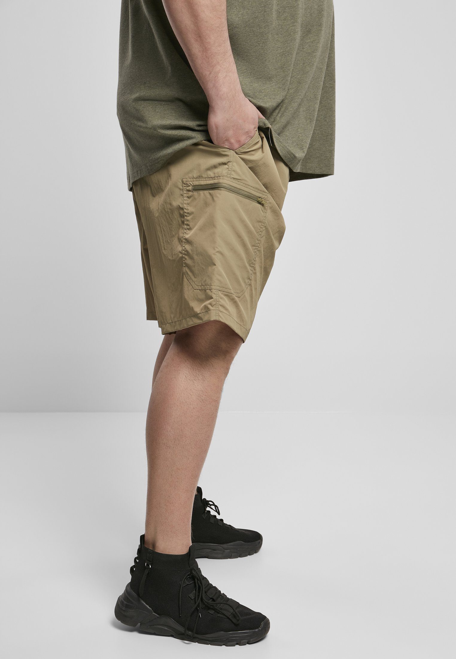 URBAN Herren Adjustable Cargohose Nylon khaki Shorts (1-tlg) CLASSICS