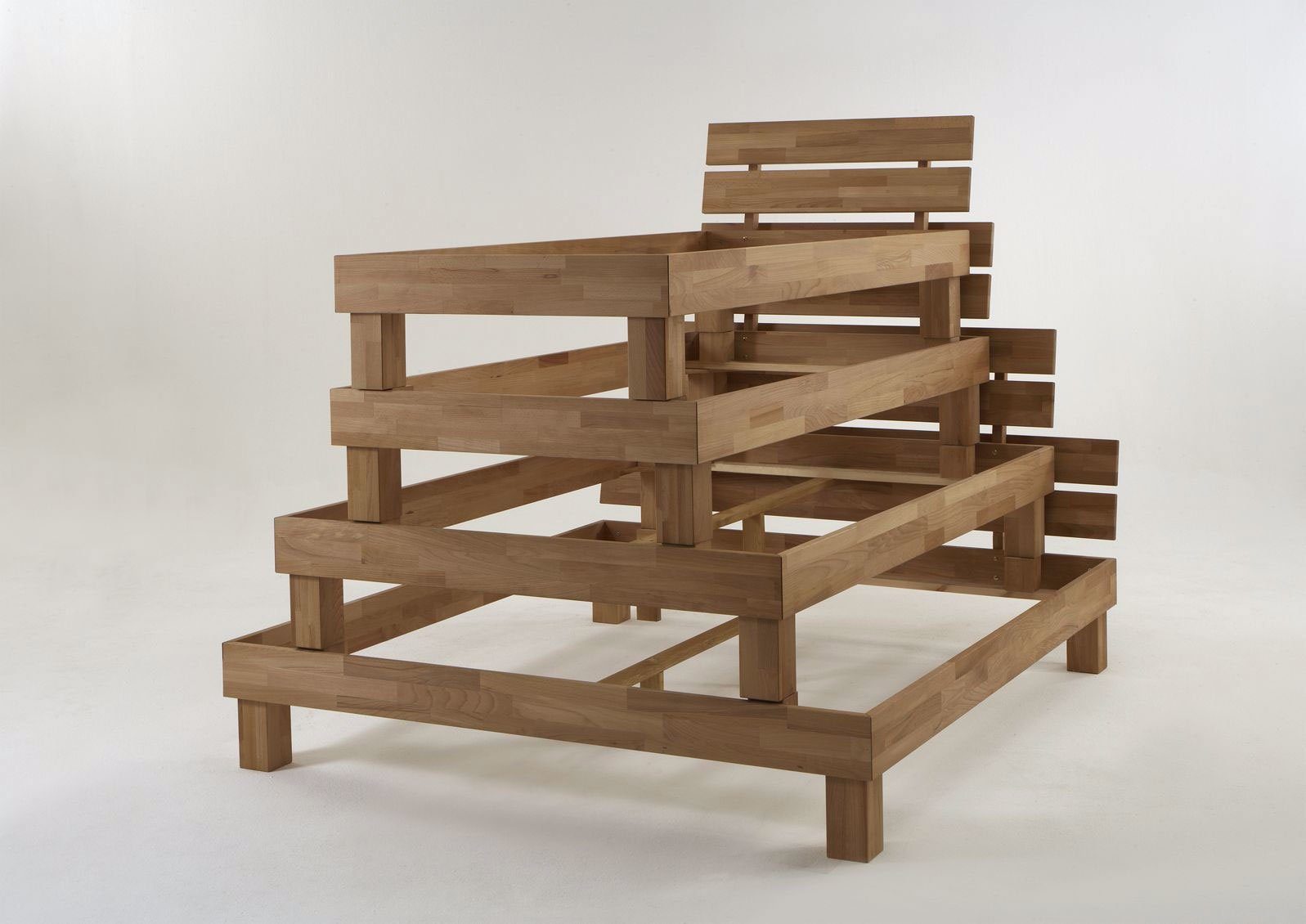 Meble Stolrus Futonbett Futonbett Bett Kernbuche massiv geölt Judith 90/100/120/140/180x200cm, Kernbuche massiv, robust