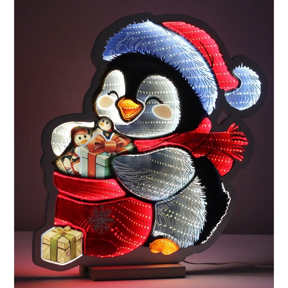 Star-Max LED Dekofigur 36632 Day&Night Infinity Pinguin 291 LED 6/18h Timer 3m Zuleitung inn