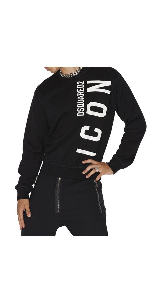 Rundhalspullover Dsquared2 Be Icon Sweatshirt Schwarz Herren
