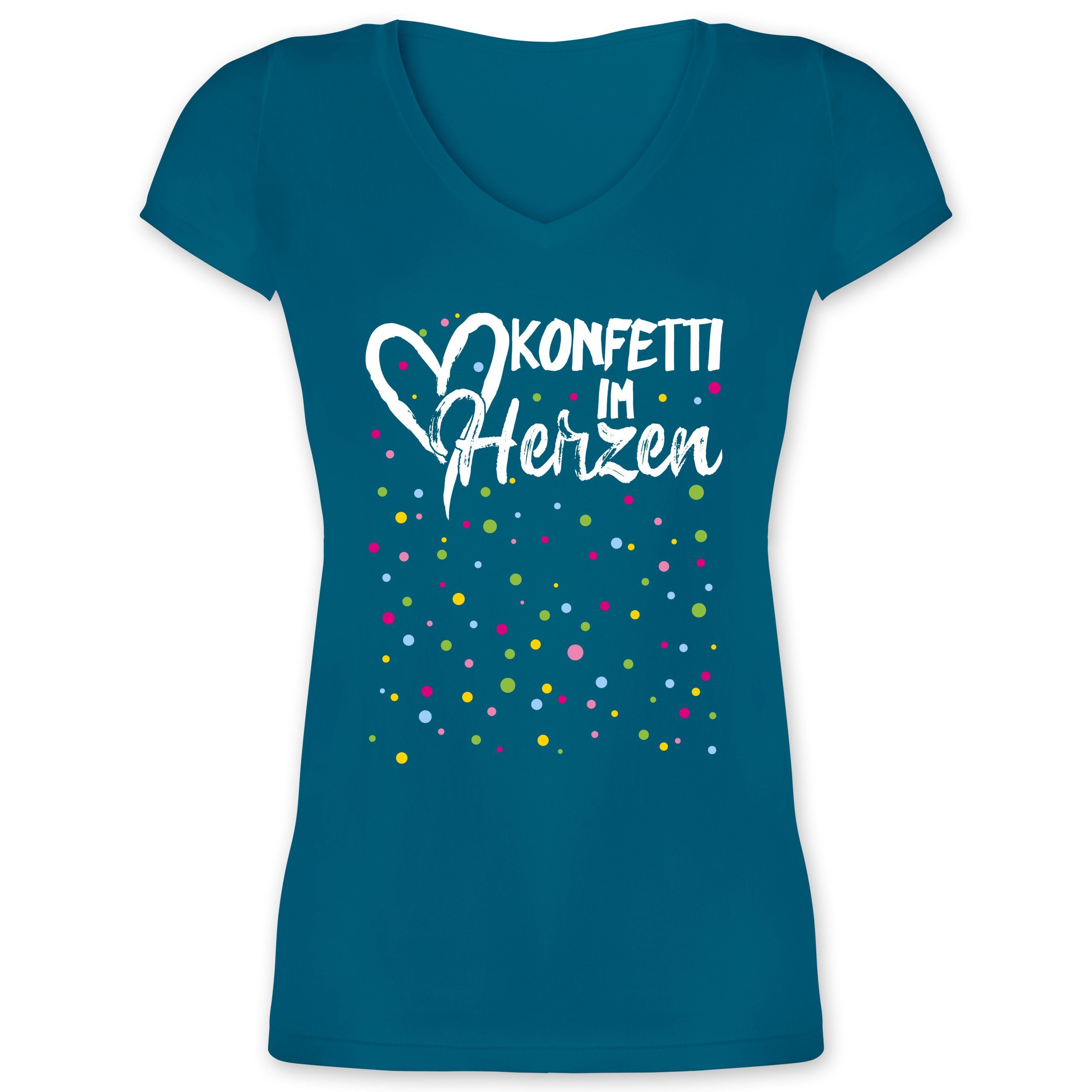 Shirtracer TShirt »Konfetti im Herzen weiß Damen TShirt mit V