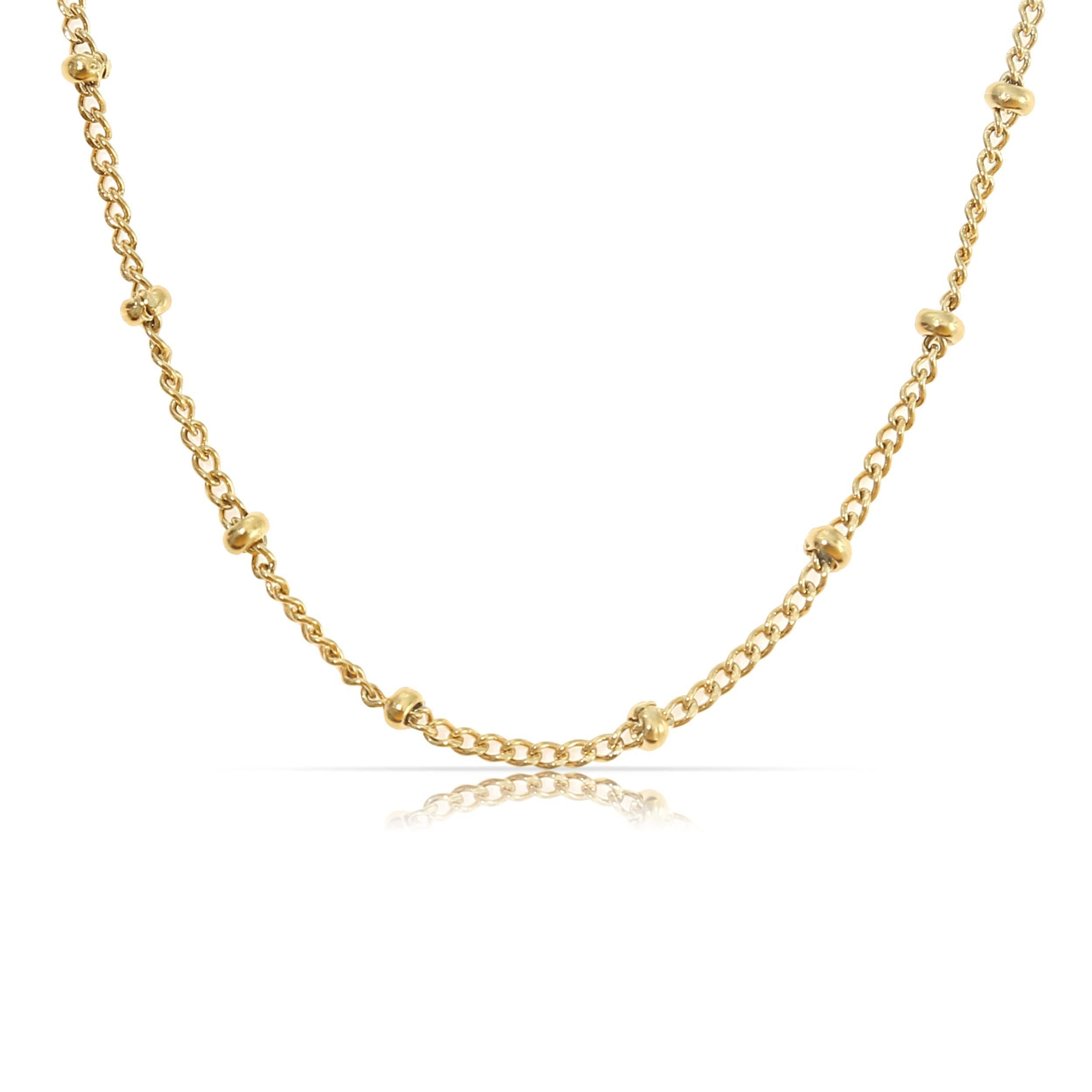Made by Nami Edelstahlkette Minimalistische Halskette für Damen mit starkem Karabiner-Verschluss, Choker-Kette Frauen & Mädchen Filigrane Gliederkette