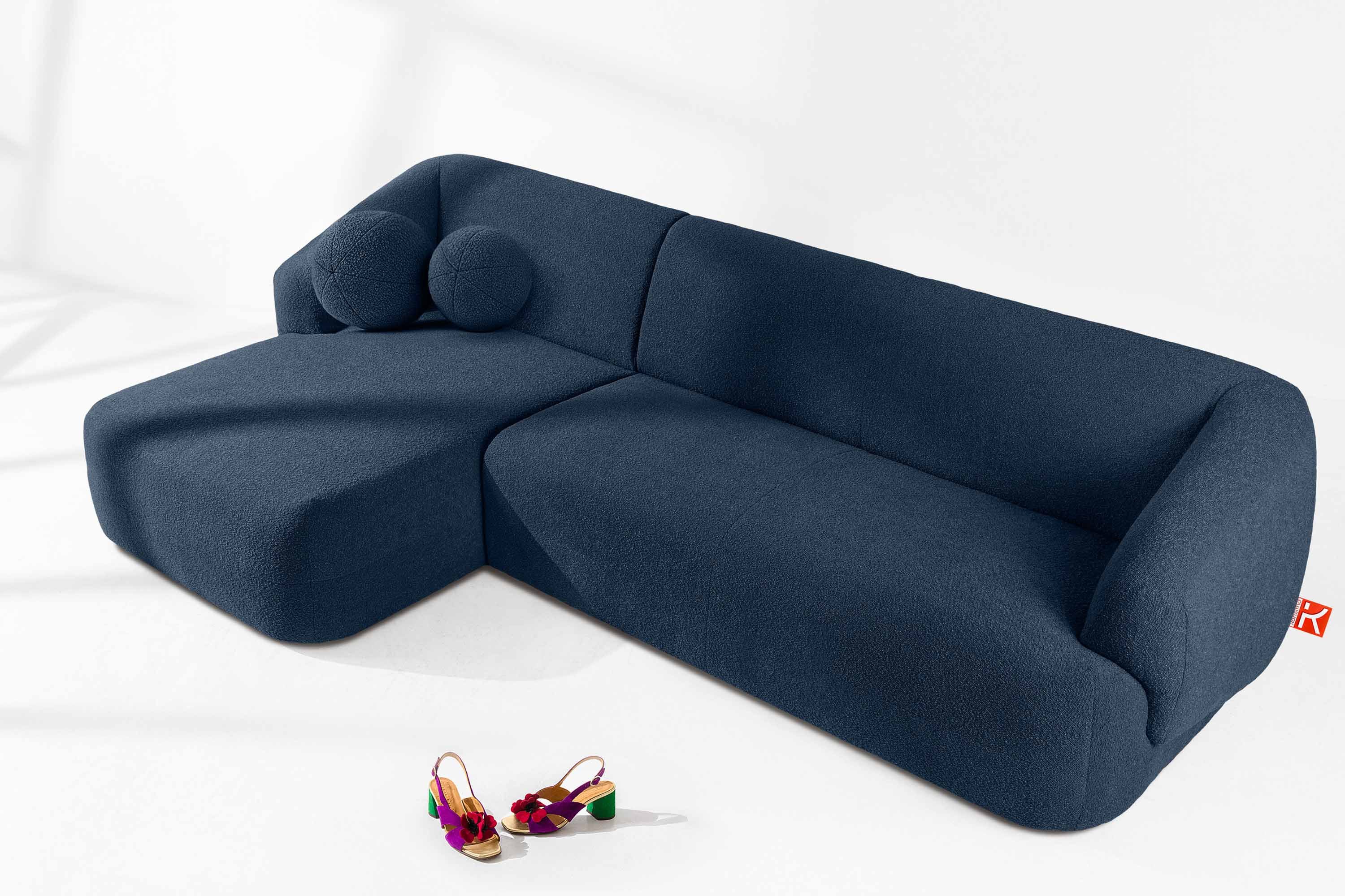 KONSIMO® Ecksofa VIRA Premiumqualität aus EU, mit Armlehnen, links Ecksofa, Modern/Japandi, superstabiler Massivholzgestell, Wellenunterfederung