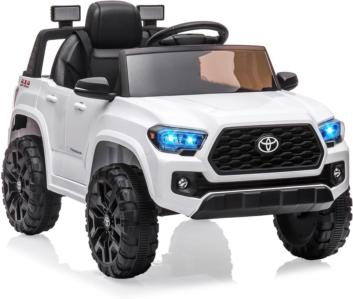 GarveeMore Elektro-Kinderauto 12V Elektro-Kinderauto für Kinder von 3-8 Jahren, 2 Fahrmodi,3,5 km/h, Belastbarkeit 30 kg, (1-tlg), 4 stoßdämpfende Räder, Sicherheitsgurt, LED-Scheinwerfer, Musik & Hupe