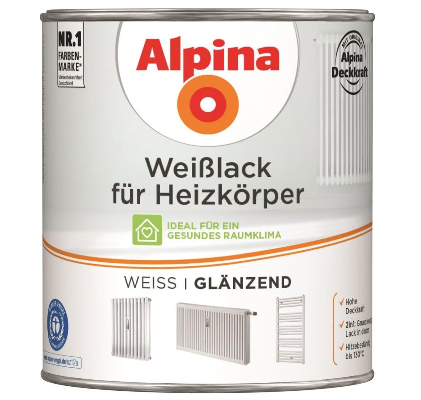 Alpina Weißlack ALPINA Weißlack für Heizkörper, glänzend, 750ml
