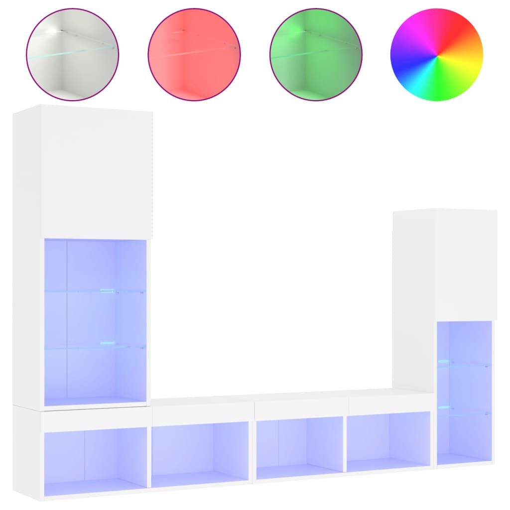 vidaXL TV-Wand 4-tlg. Wohnwand mit LED-Beleuchtung günstig online kaufen