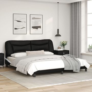 vidaXL Bett Bettgestell mit LED Schwarz und Weiß 180x200 cm Kunstleder