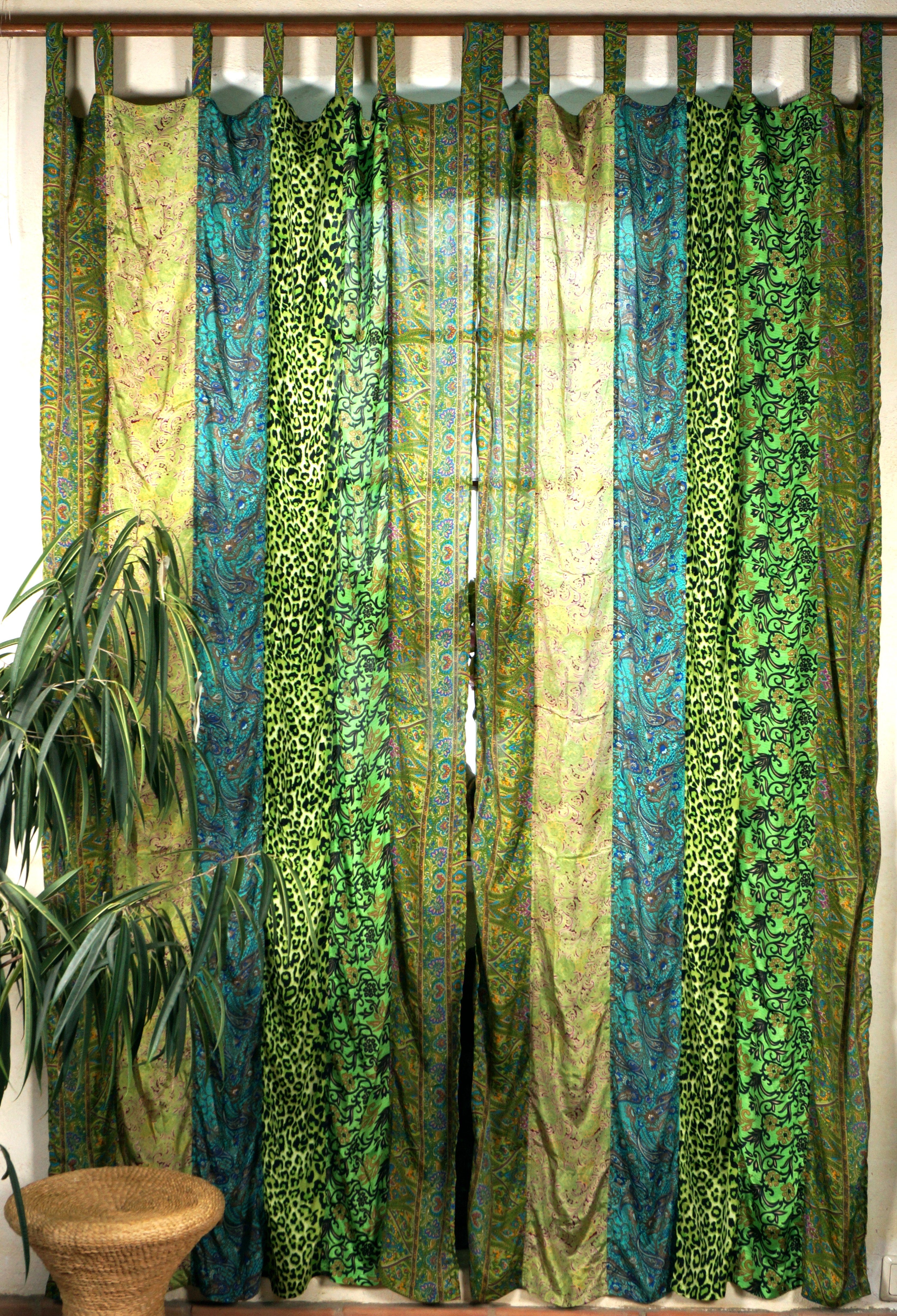 Vorhang Boho Patchwork Vorhänge, 1 Paar Bohemia Gardine..
