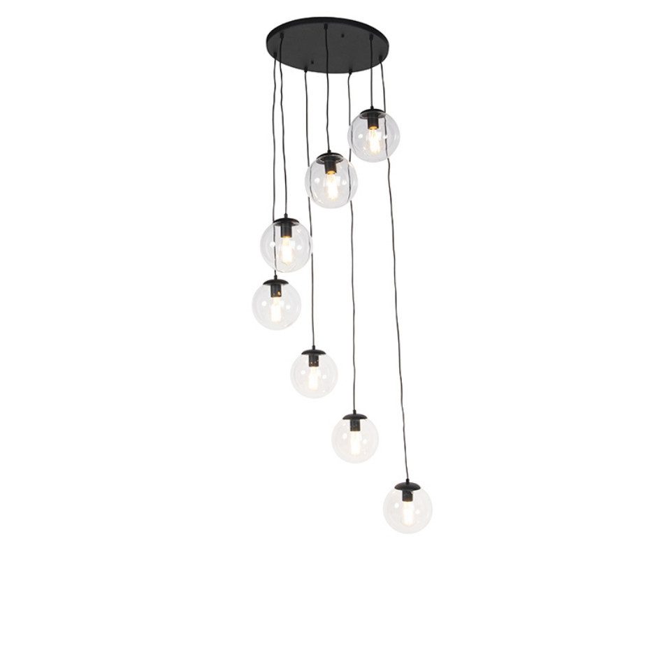 Qazqa Pendelleuchte Pallon, Dimmbar, LED wechselbar, Extra-Warmweiß, QAZQA Hängeleuchte, e27, Transparent, Glas, Art Deco