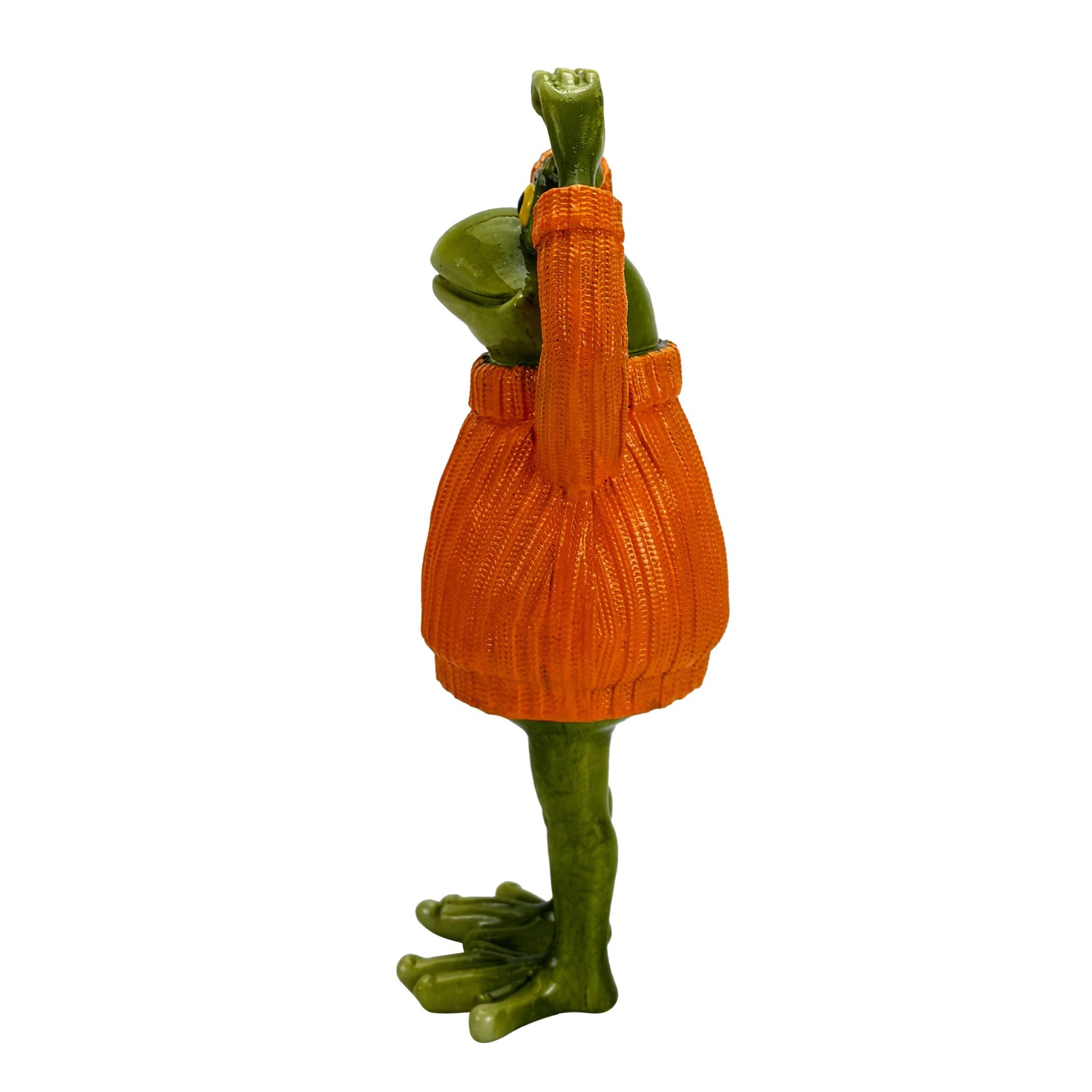 Online-Fuchs Gartenfigur lustiger Frosch für Garten, Balkon & Terrasse - Deko Figuren für außen, (mit Herzerl über dem Kopf, süße Geschenkidee), aus langlebigem Kunstharz gefertigt, wetterfest - 27 cm groß