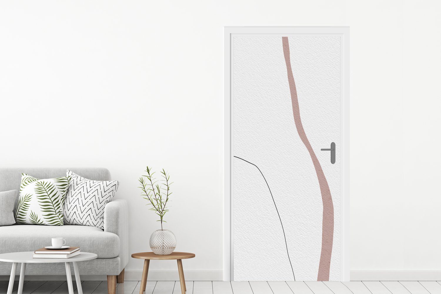 Tür, Pastell 75x205 St), - für Linie (1 Türtapete bedruckt, Fototapete MuchoWow Matt, Türaufkleber, cm - Gestaltung,