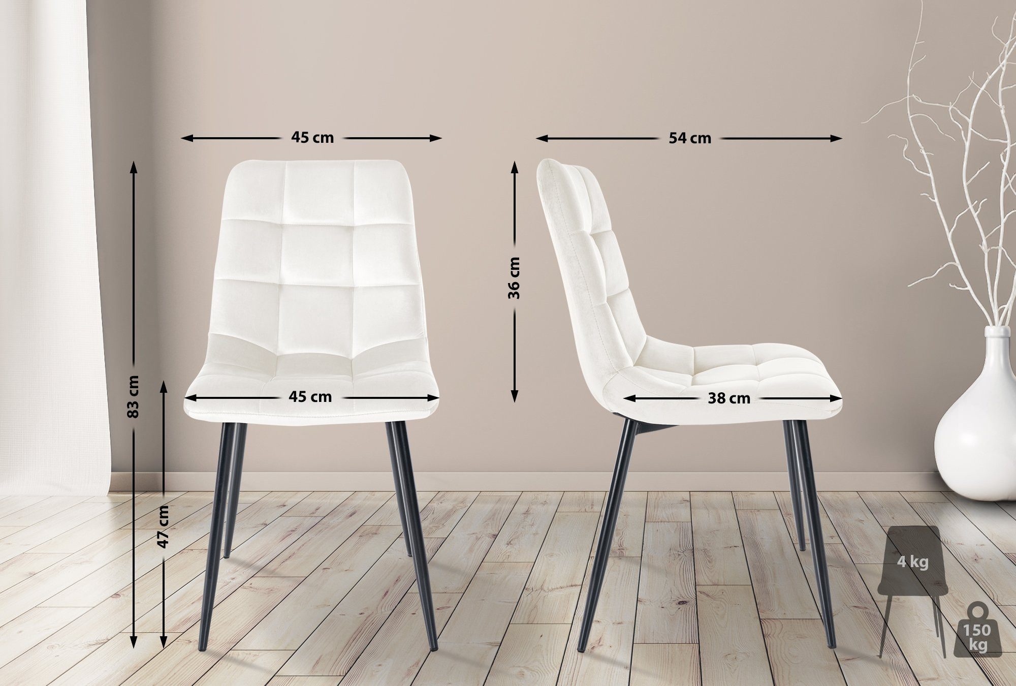 CLP Esszimmerstuhl Tilde (4er Set), Bezug günstig online kaufen
