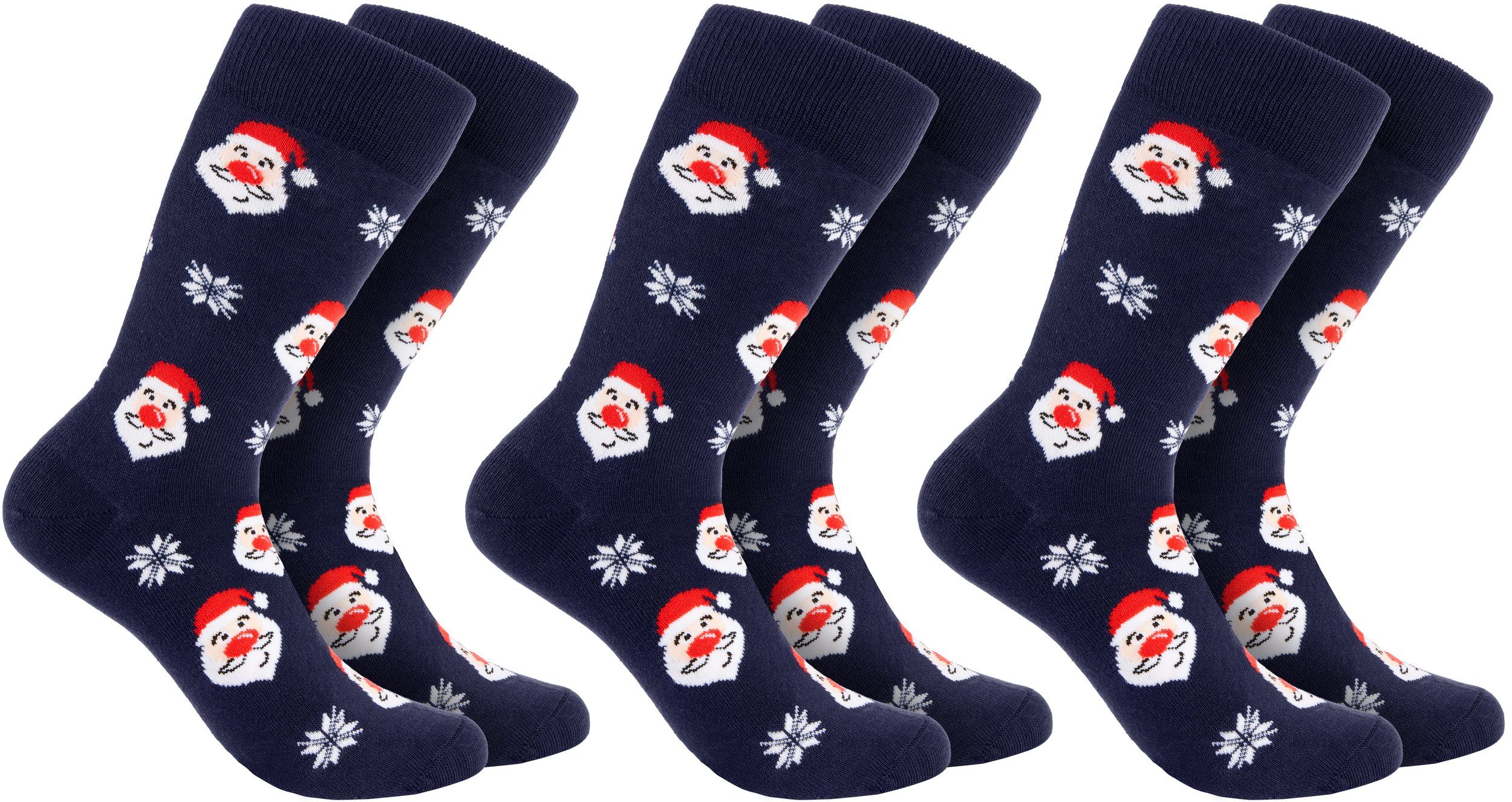 Socken Herren Weihnachtssocken - Buntes Weihnachtsmotiv Weihnachtsmänner