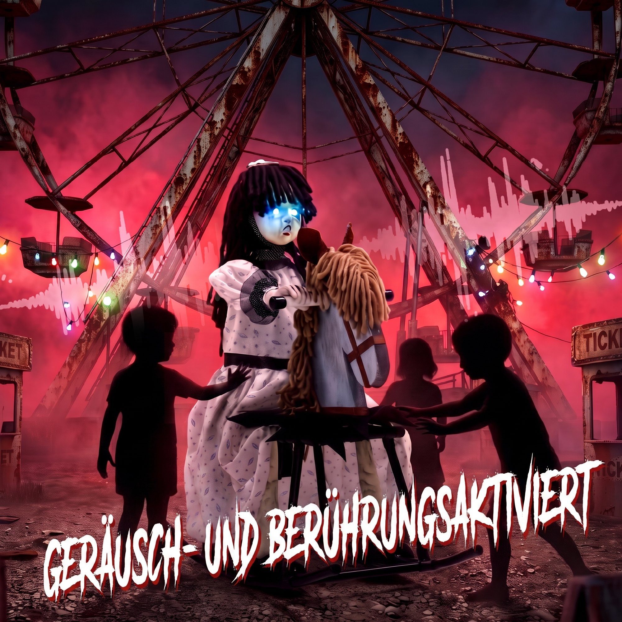 HOMCOM Dekofigur Animiertes Halloween-Mädchen mit Reimen (Set, 1 St., 1-tlg), Sound-,Touch-Aktivierung, LED-Augen, schaukelt – Bild 5 von 5
