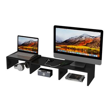 Vicco Computertisch Monitorständer Halva Schwarz mit QI/USB