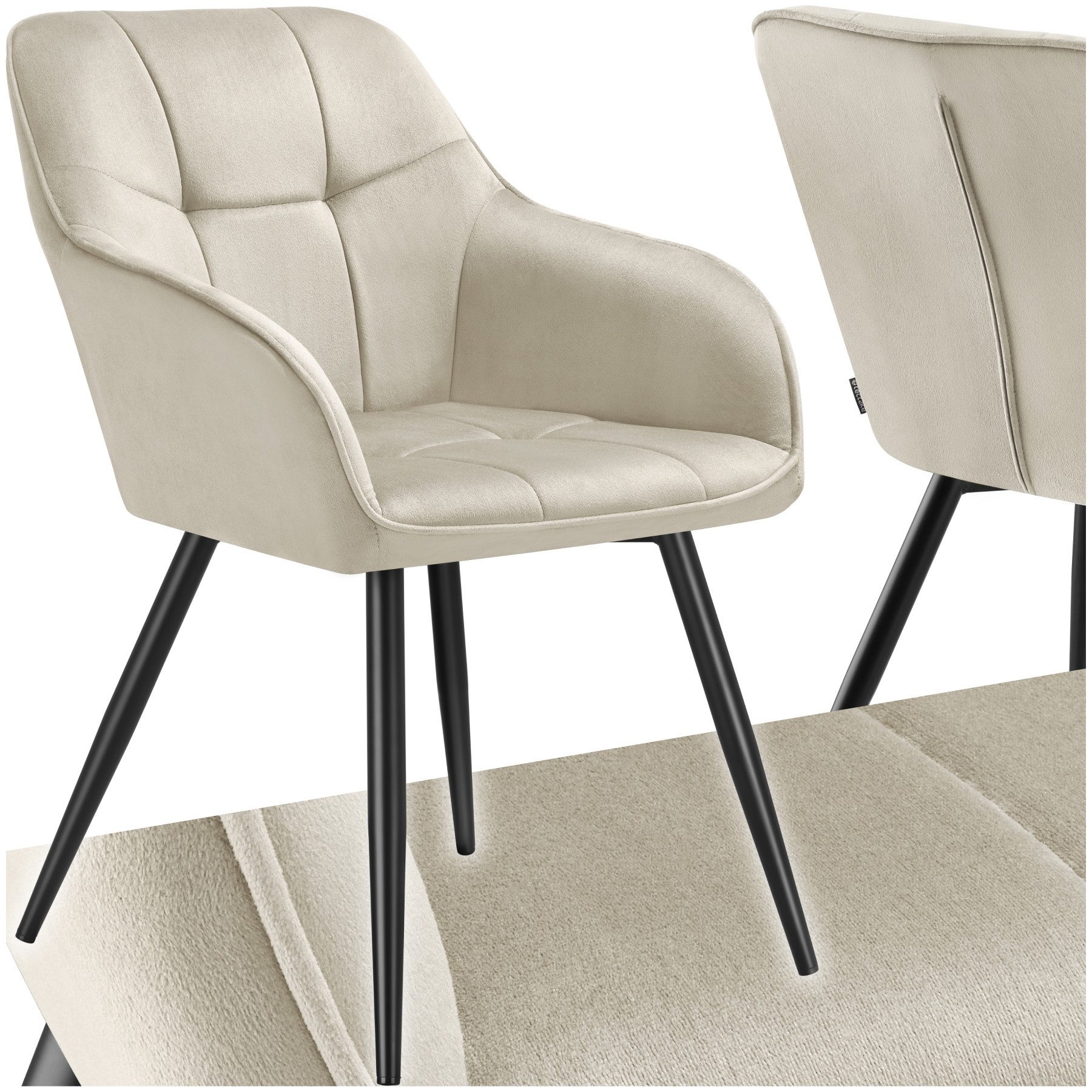 tectake Esszimmerstuhl Stuhl Marilyn, Samtoptik, gesteppt (Set, 1 St), Extr günstig online kaufen