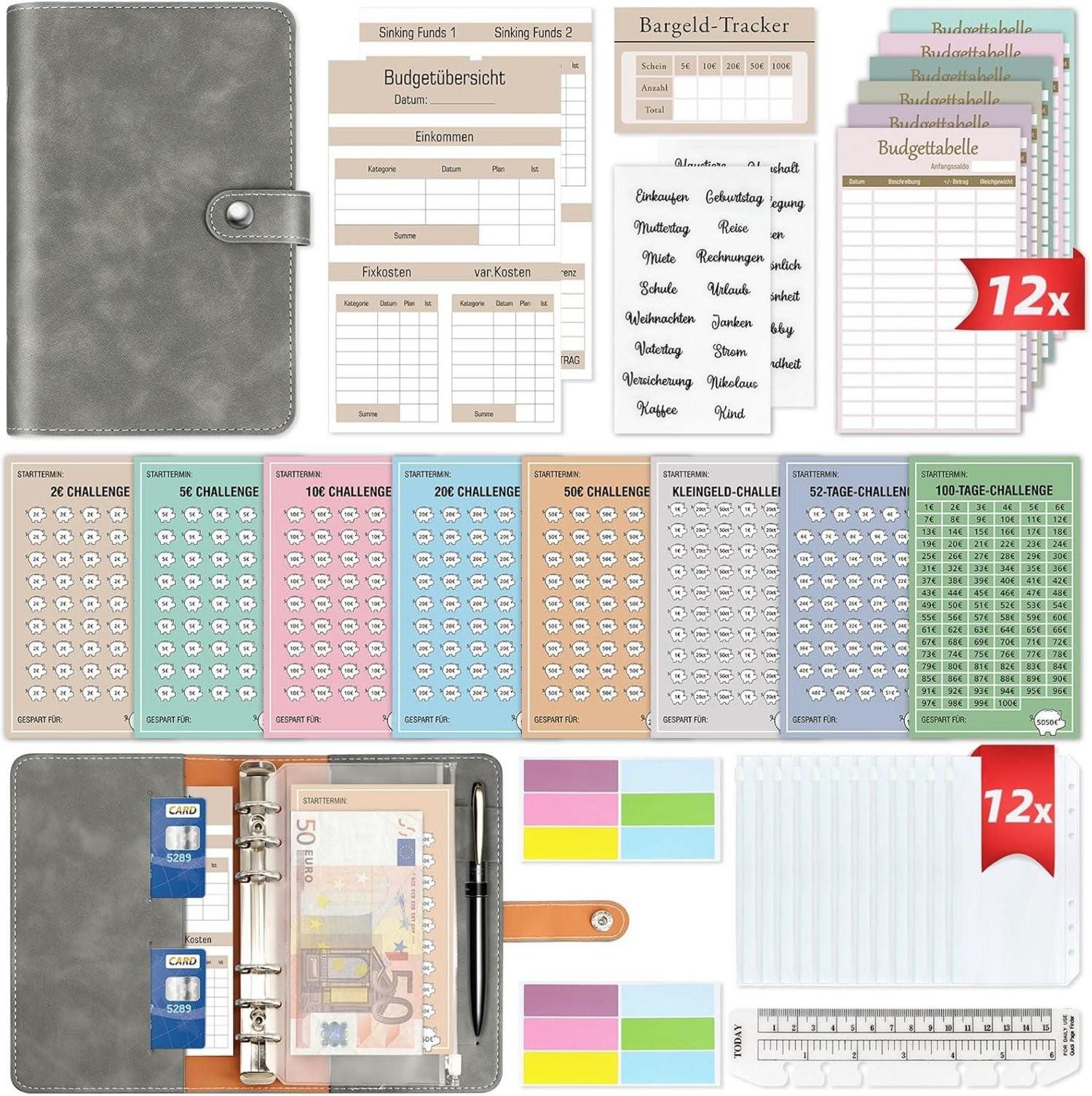 Notizbuch Budget Planner Deutsch mit 8 Sparchallenges A6 Haushaltsbuch