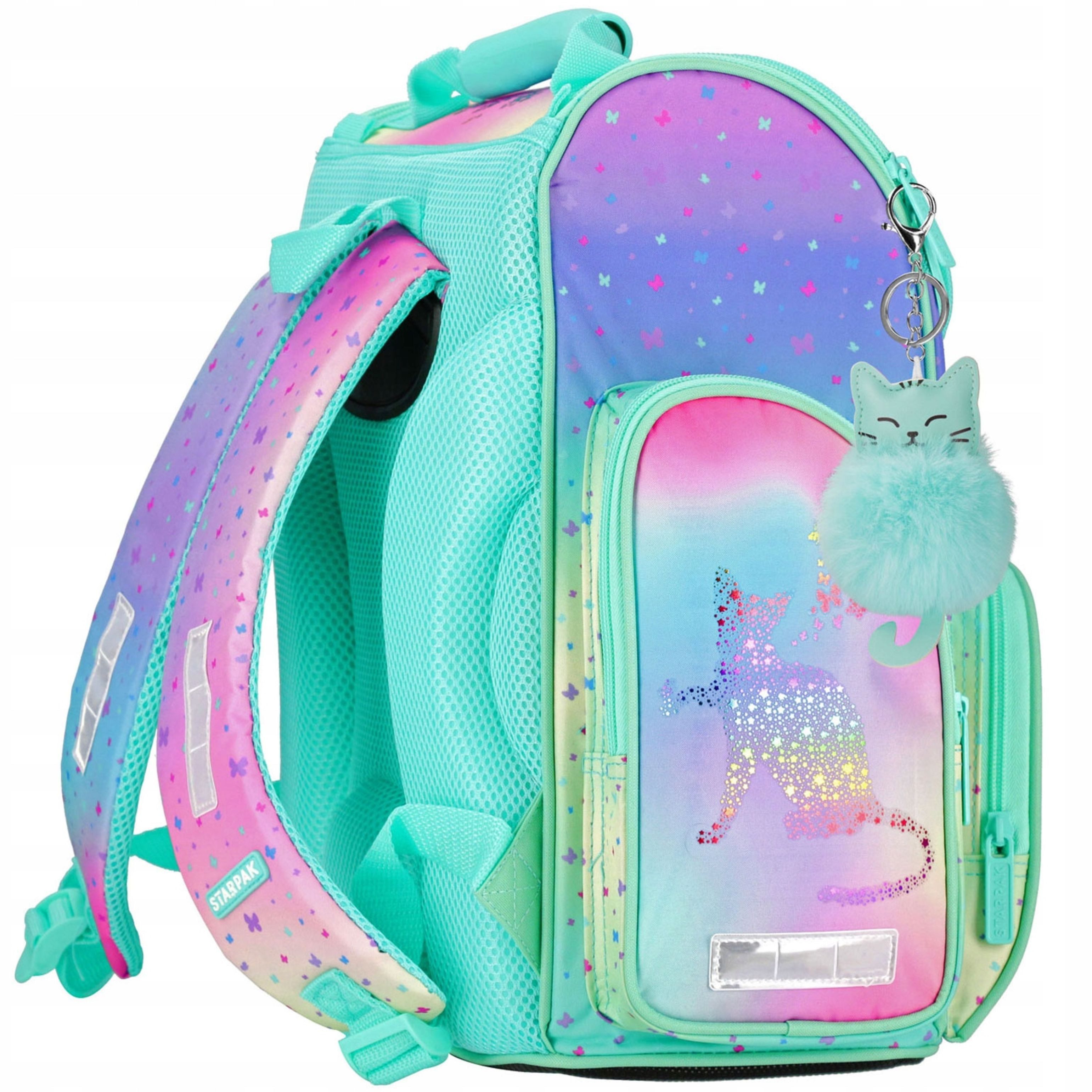 Starpak Schulranzen Schulranzen Mädchen HOLO Ombre Katze ergonomisch leicht 18L STARPAK – Bild 4 von 5