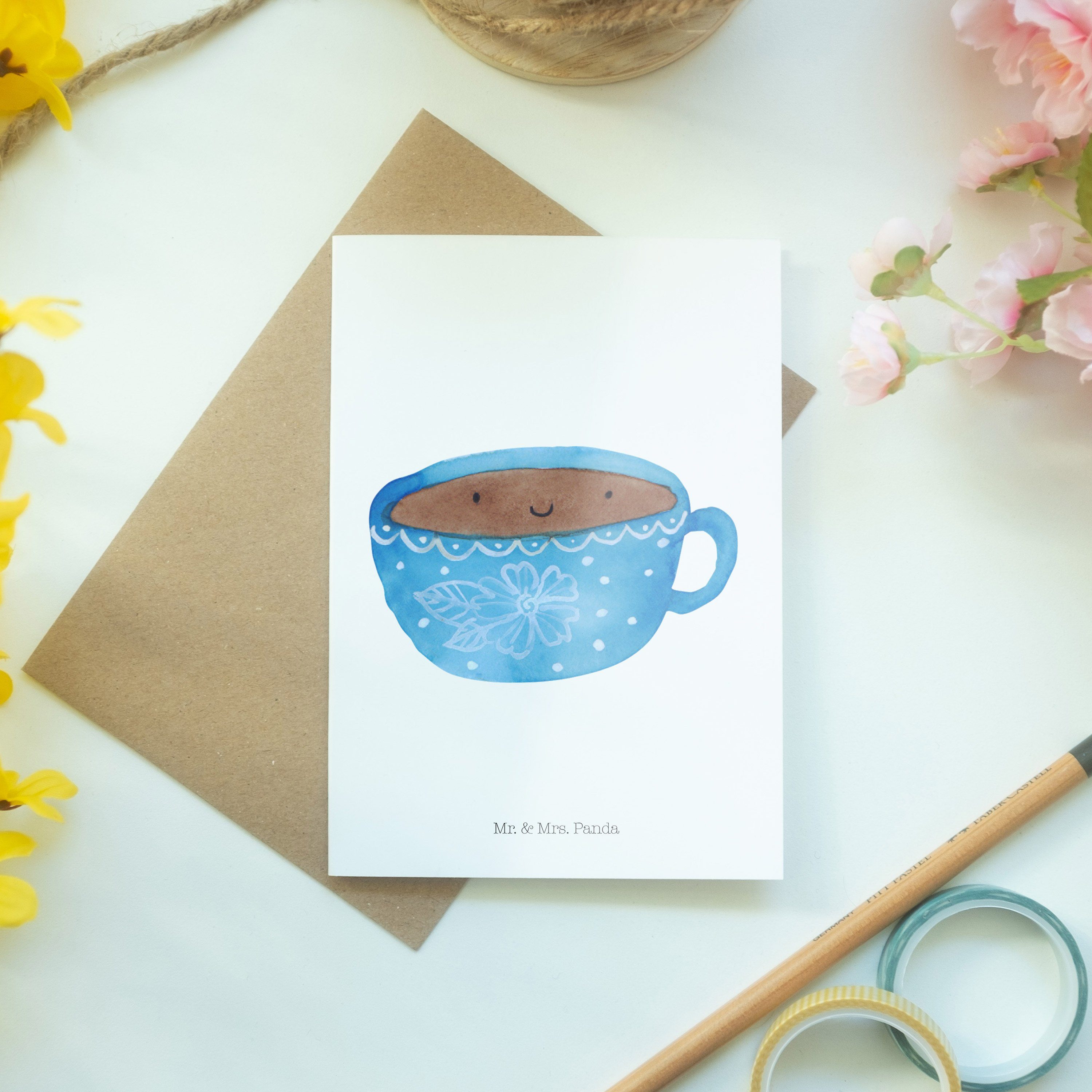 Mr. Mrs. Glücklich, Kaffee Laune, - Hochzeitskarte - & Gute Panda Geschenk, Weiß Tasse Grußkarte