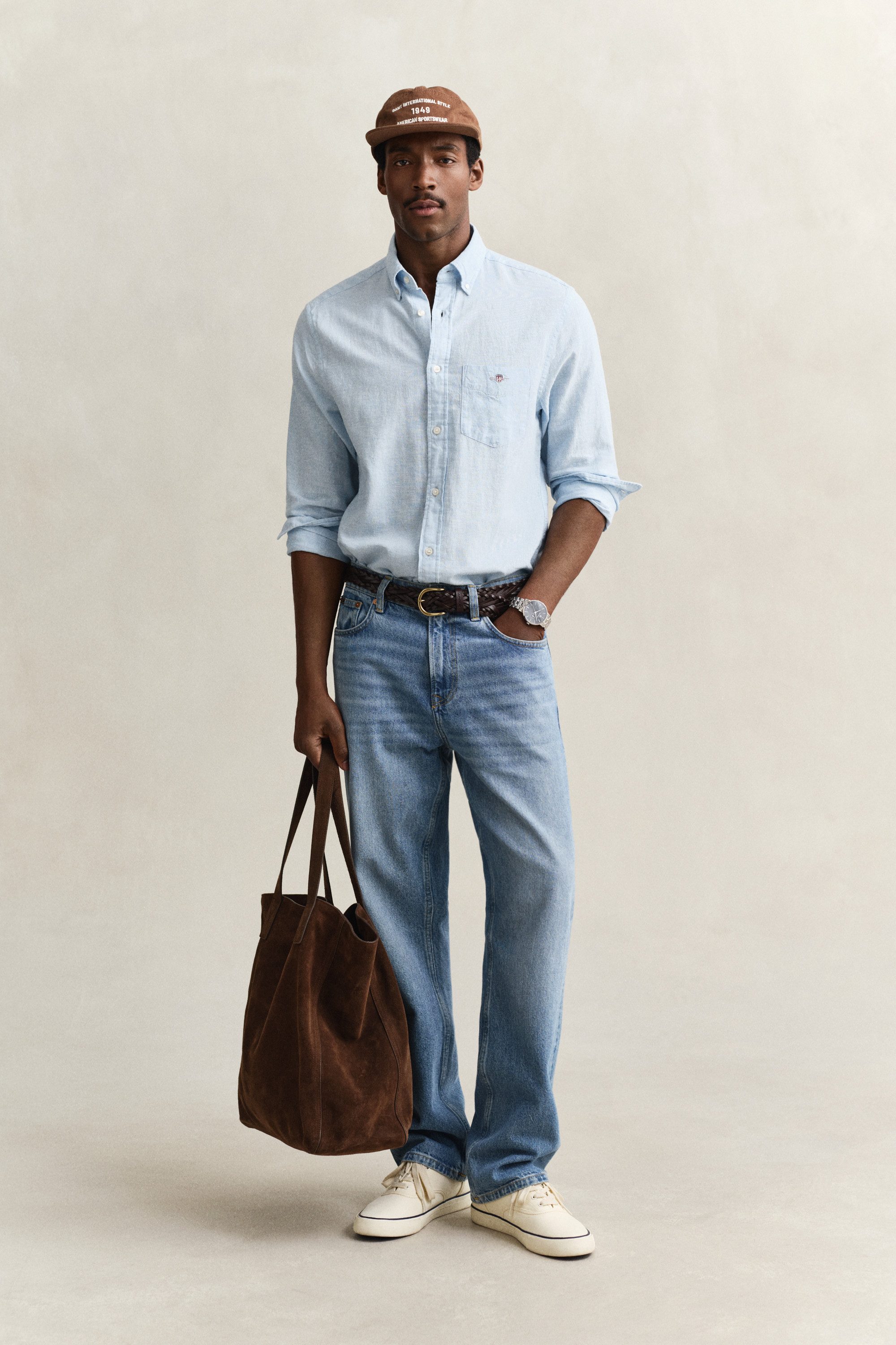 Gant Langarmhemd REG COTTON LINEN SHIRT – Bild 4 von 5