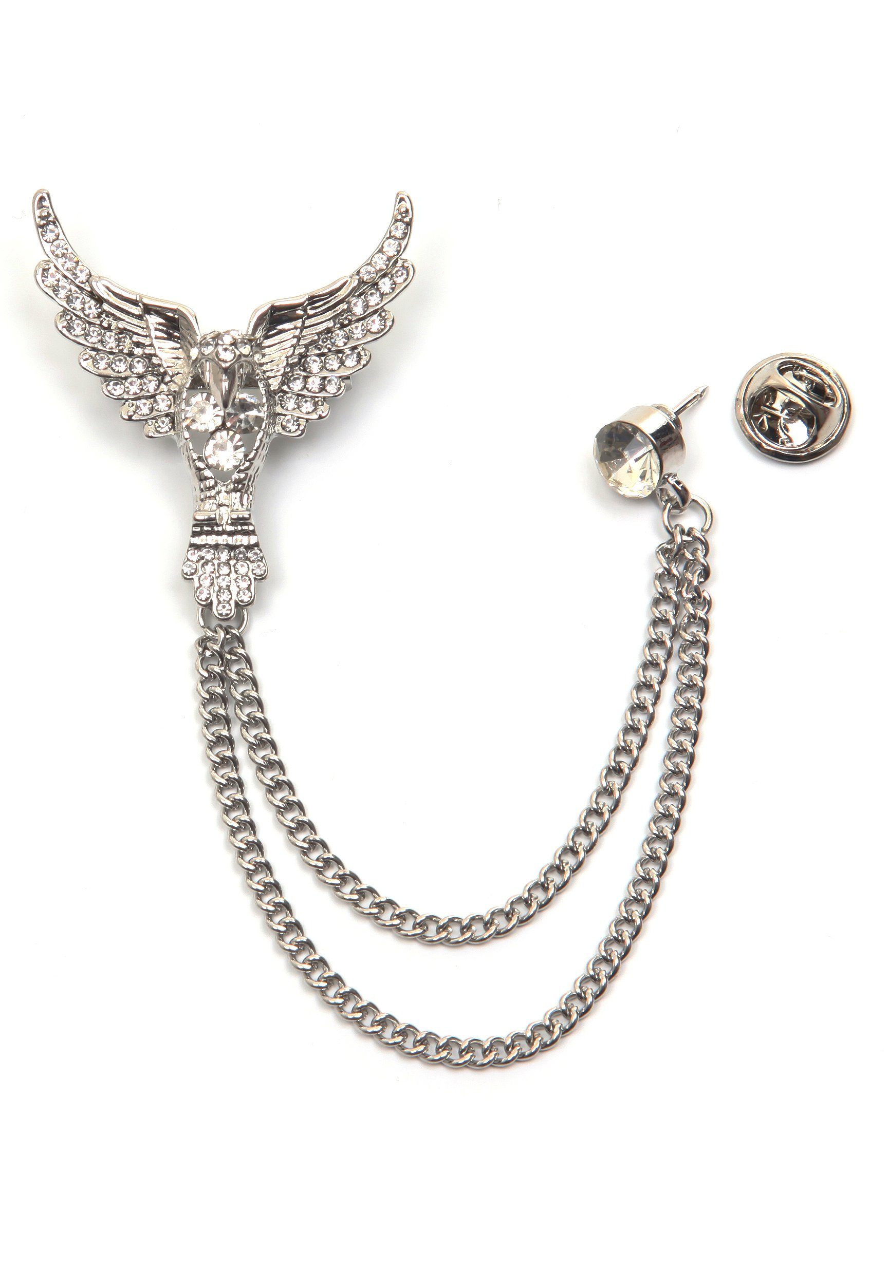 Brosche Schmuck Geschenk Ansteckschmuck Gliederkette Flügel glitzernd