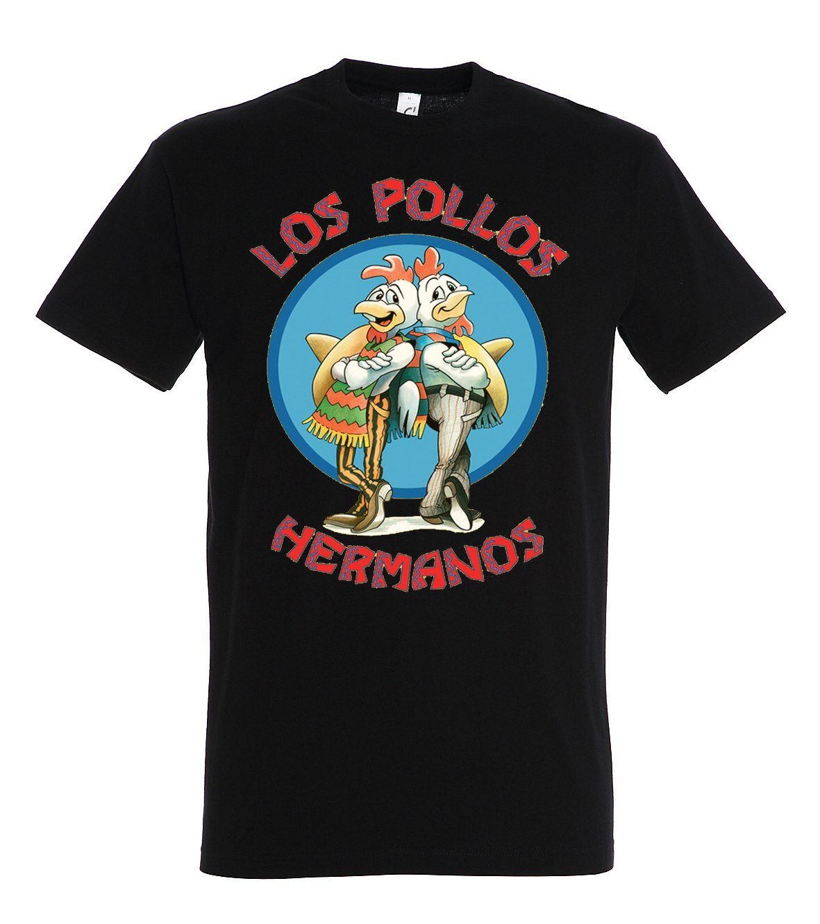 Designz Youth trendigem T-Shirt Shirt Hermanos Frontprint Pollos Herren mit Los Schwarz
