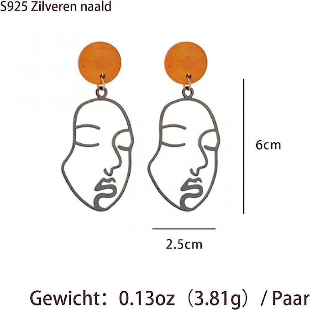WaKuKa Paar für (1-tlg) abstrakte Gesichts-Ohrringe Damen Creolen hohle Doppelte