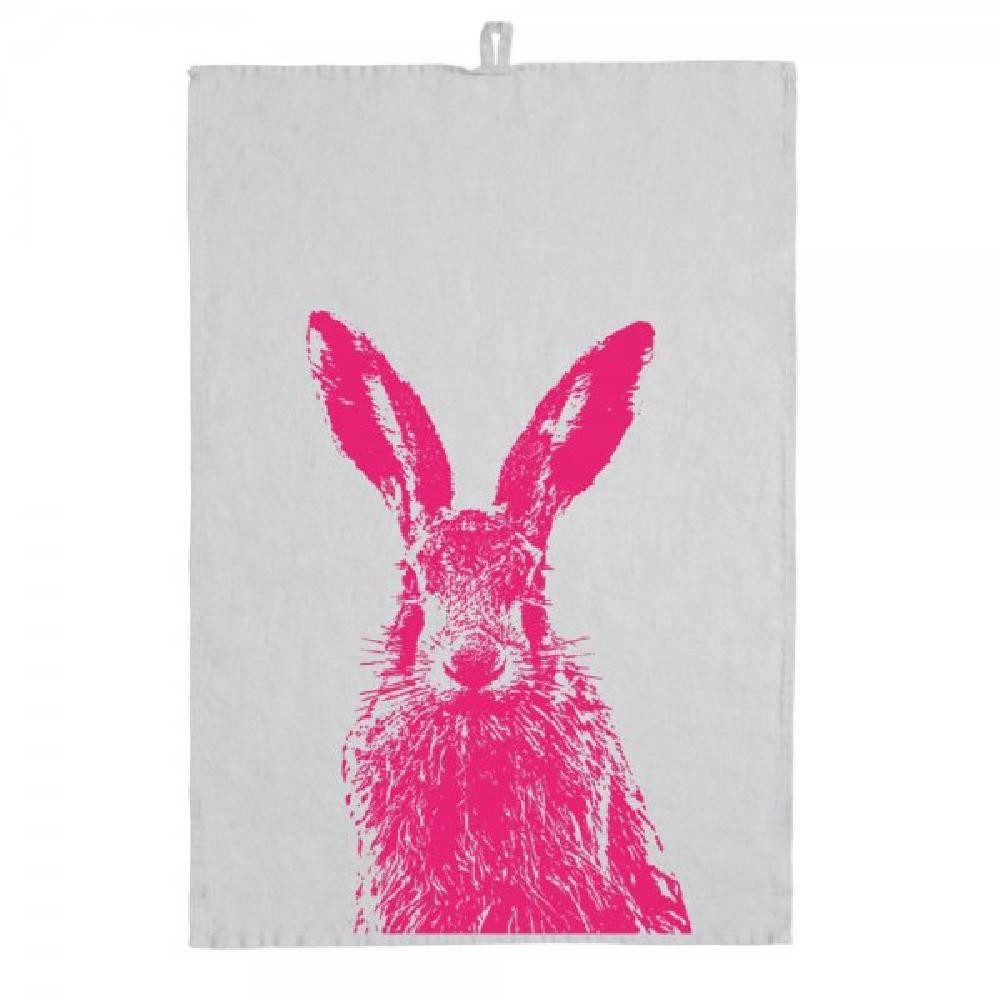 Frohstoff Geschirrtuch Geschirrtuch Feldhase Grau Neonping